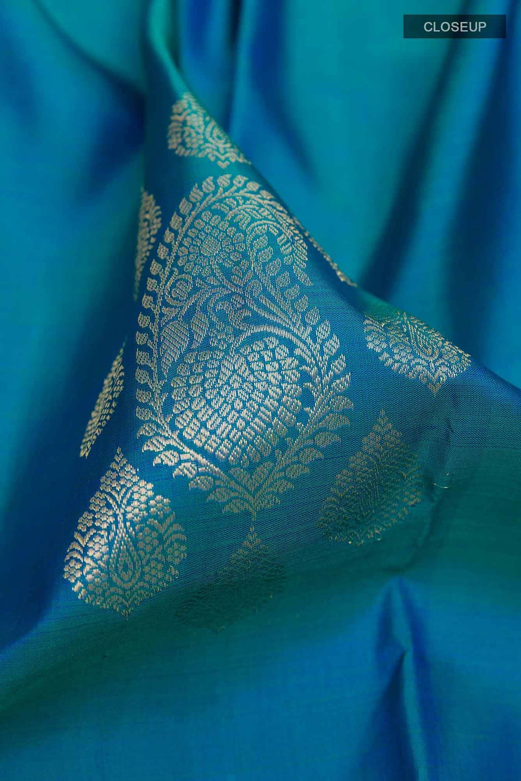 Peacock Blue Kanchipuram Silk Saree