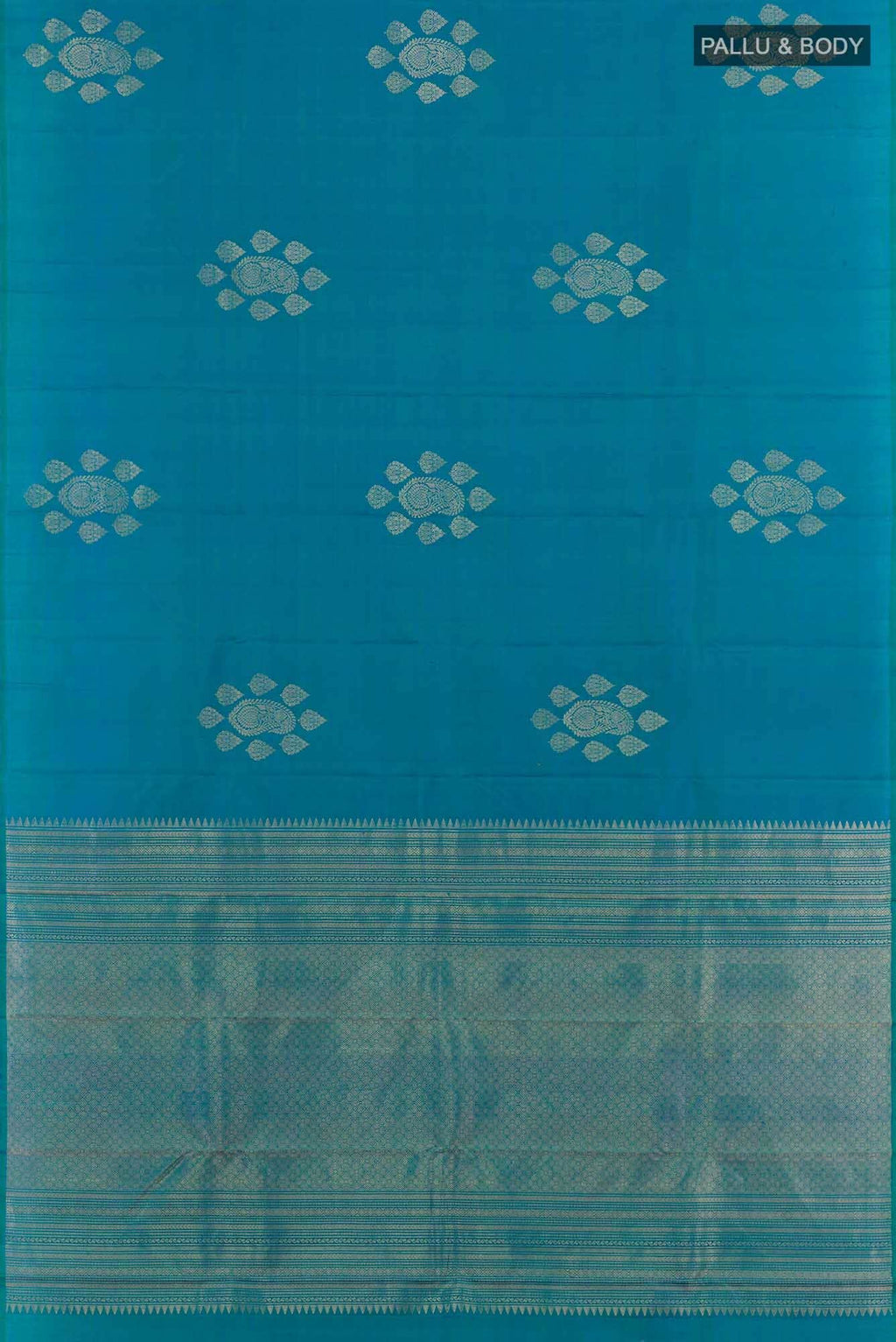 Peacock Blue Kanchipuram Silk Saree