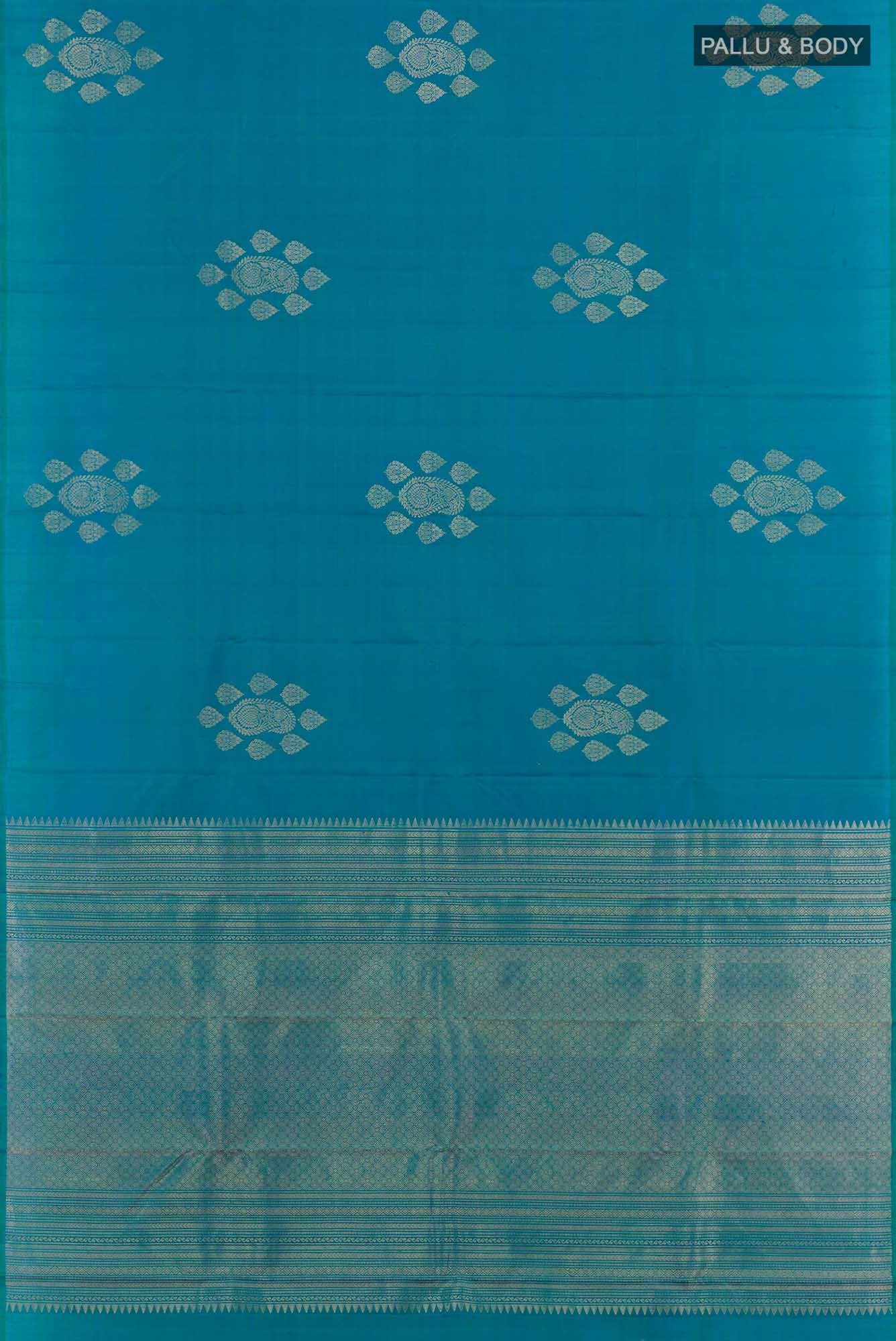 Peacock Blue Kanchipuram Silk Saree