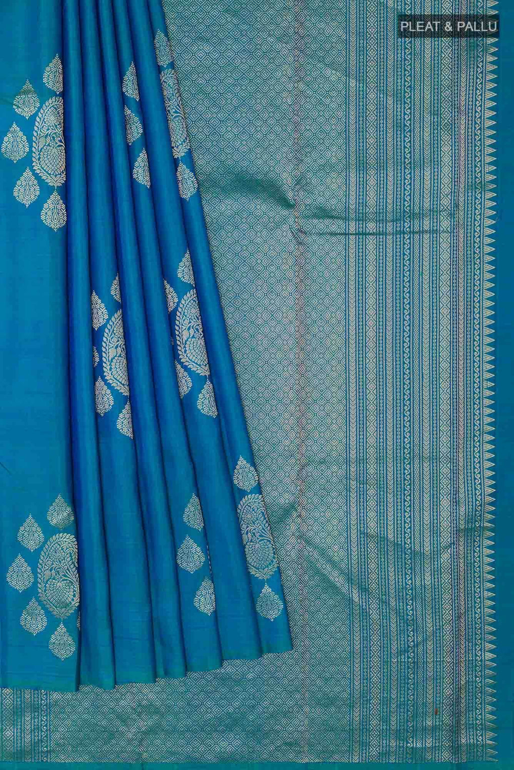 Peacock Blue Kanchipuram Silk Saree