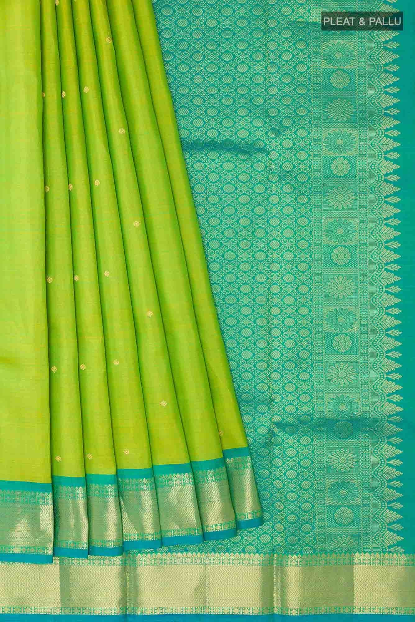 Parrot Green Kanchipuram Silk Saree