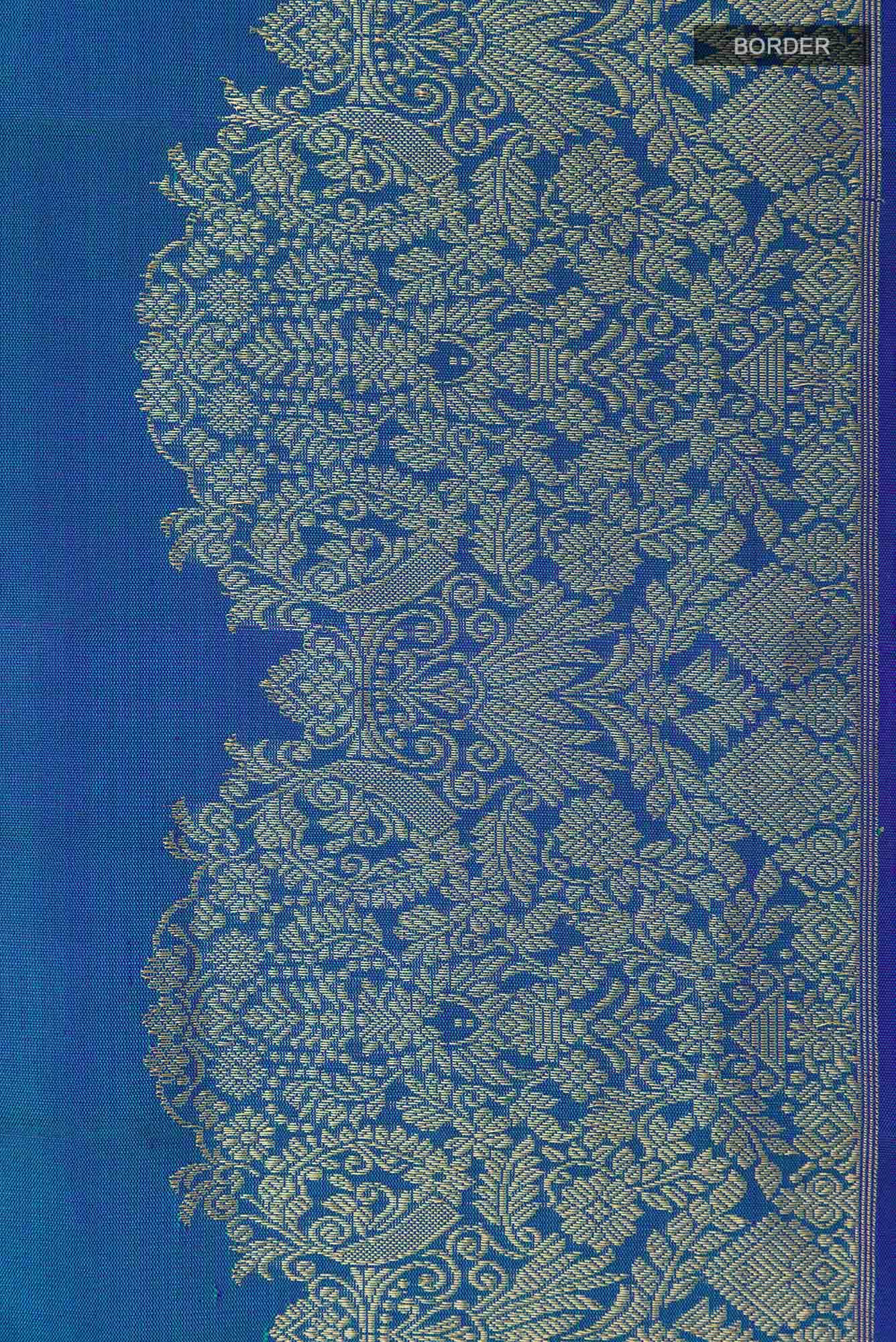 Peacock Blue Kanchipuram Silk Saree