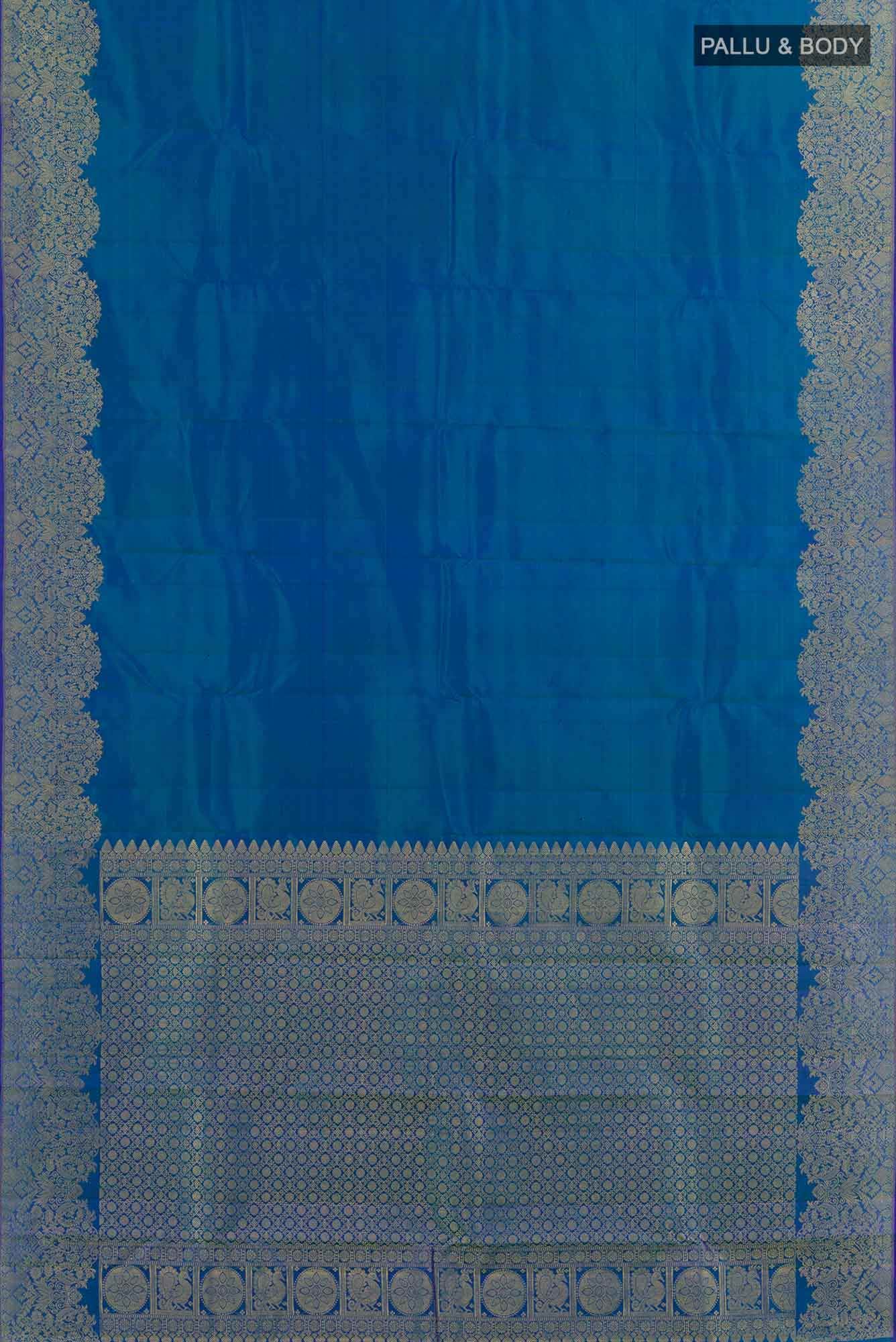 Peacock Blue Kanchipuram Silk Saree