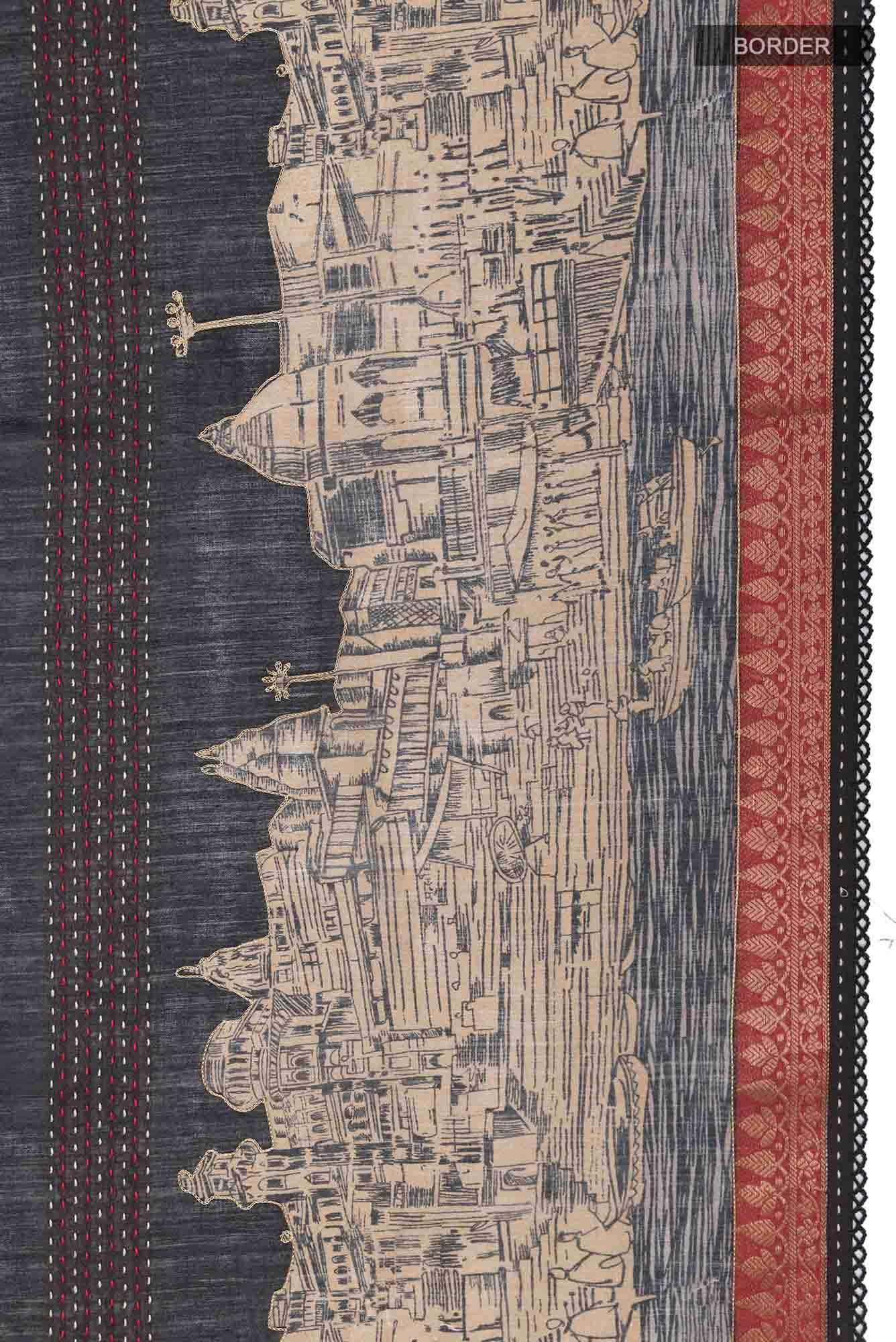 Black Tussar Saree