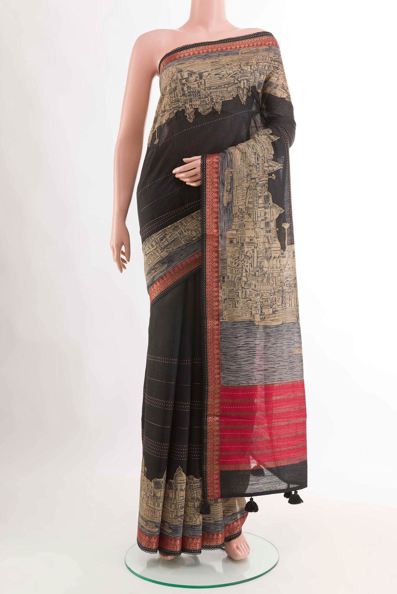 Black Tussar Saree