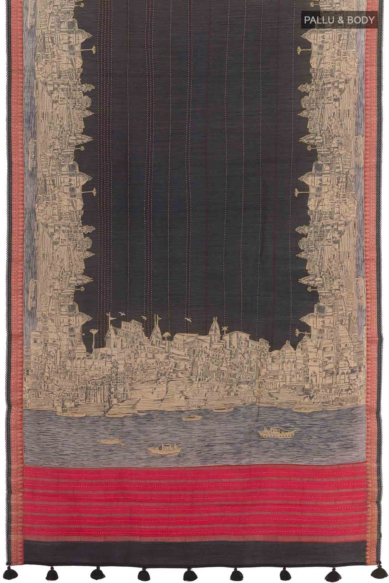 Black Tussar Saree