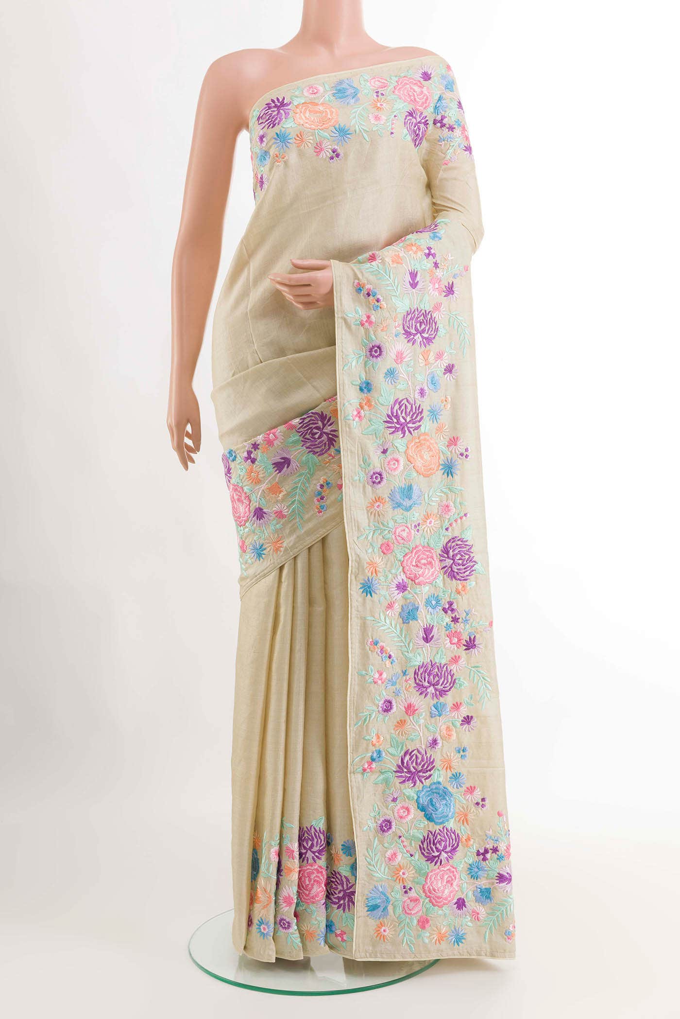 Cream Tussar Saree