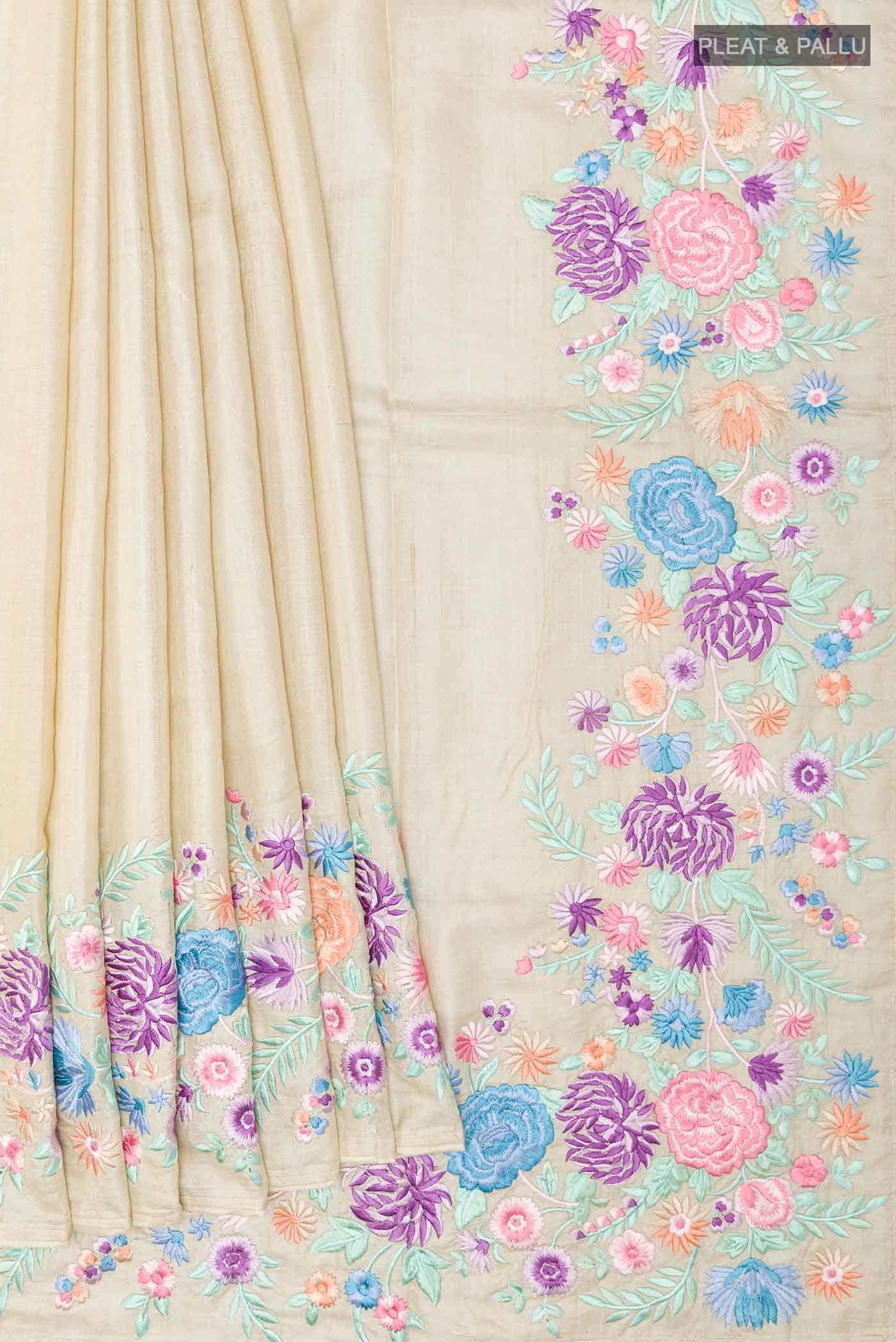 Cream Tussar Saree