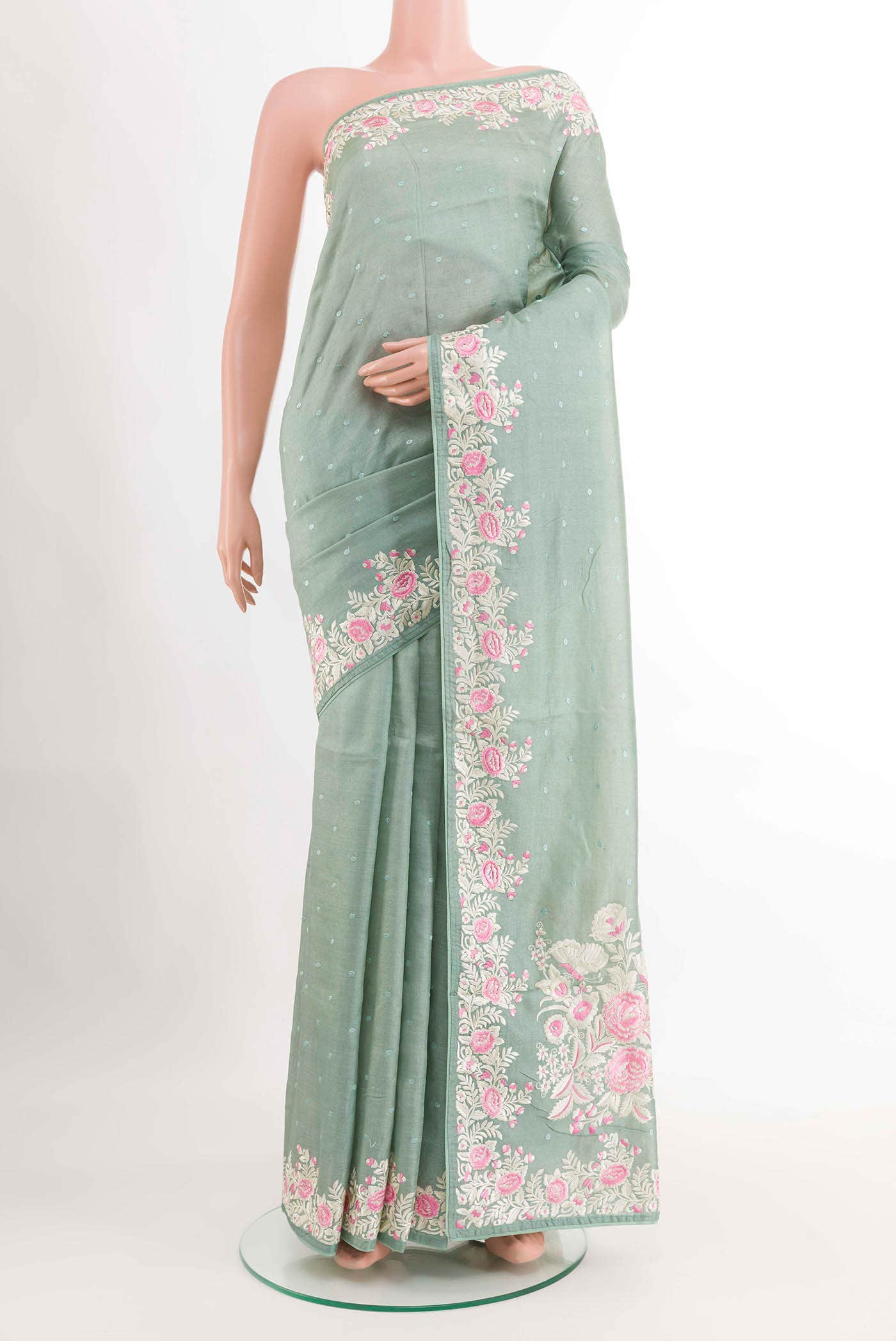 Mint Green Tussar Saree