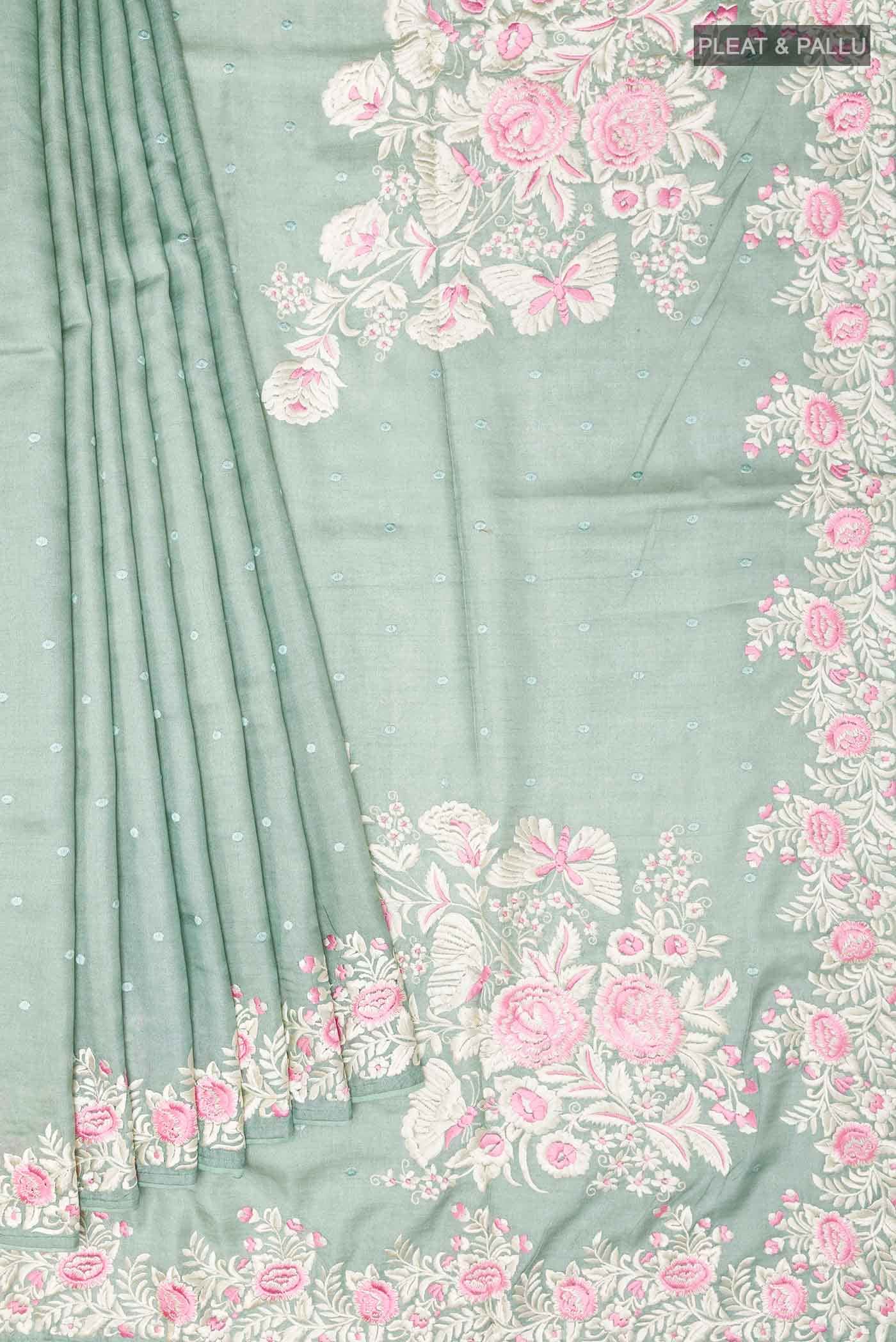 Mint Green Tussar Saree