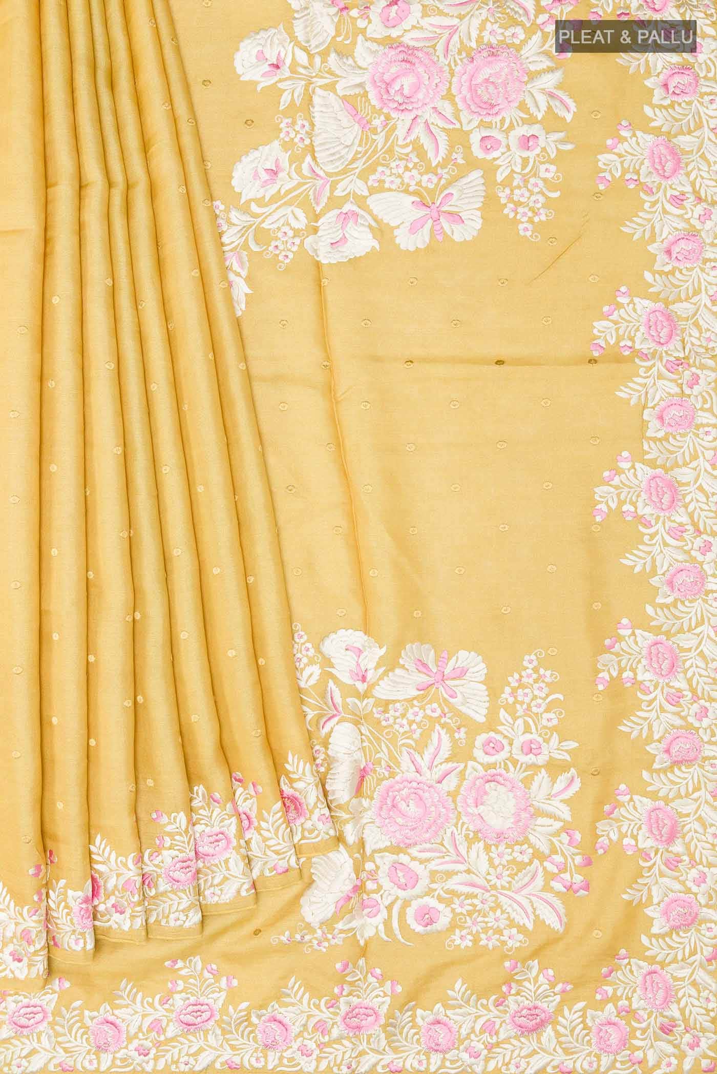 Mustard Tussar Saree