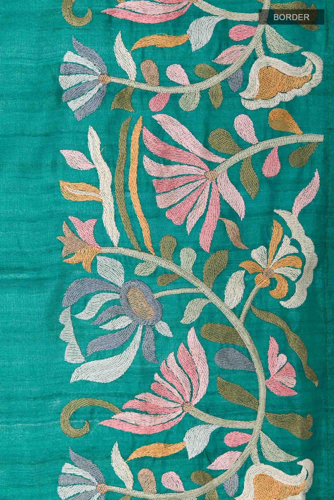 Sea Green Tussar Saree