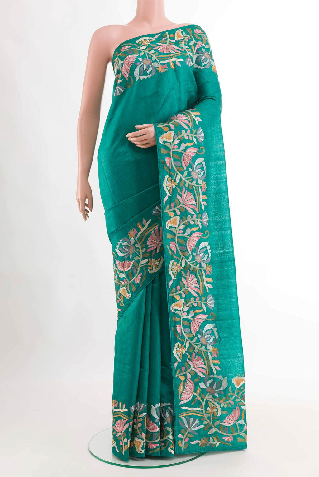 Sea Green Tussar Saree