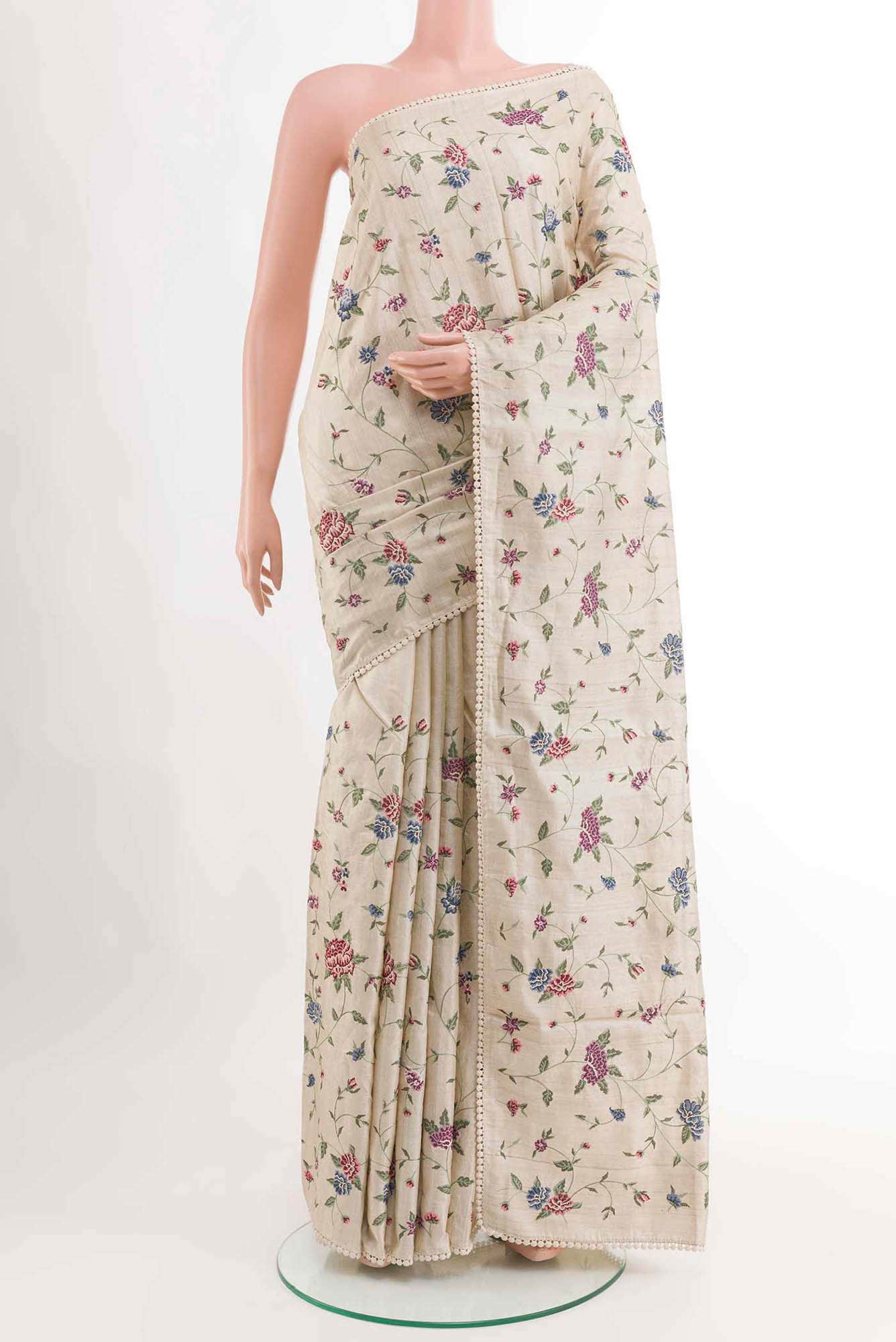 Beige Tussar Saree
