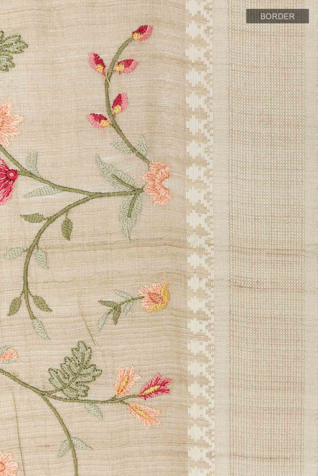 Beige Tussar Saree