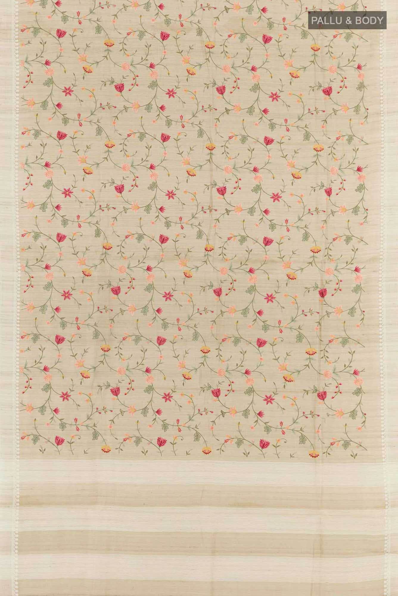 Beige Tussar Saree