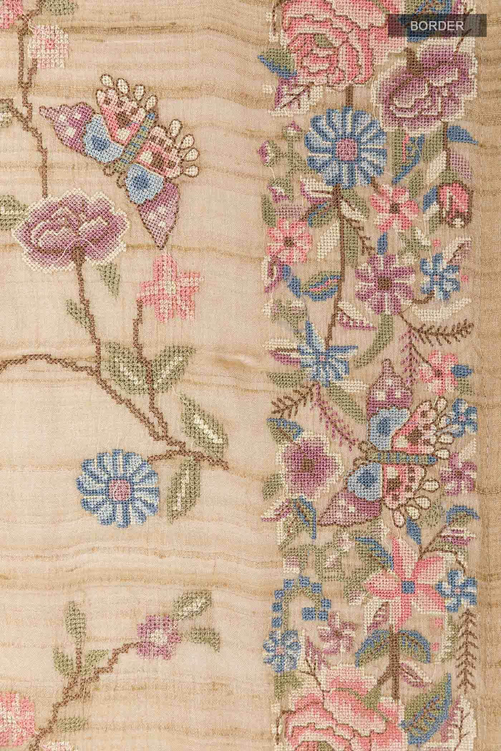 Beige Tussar Saree