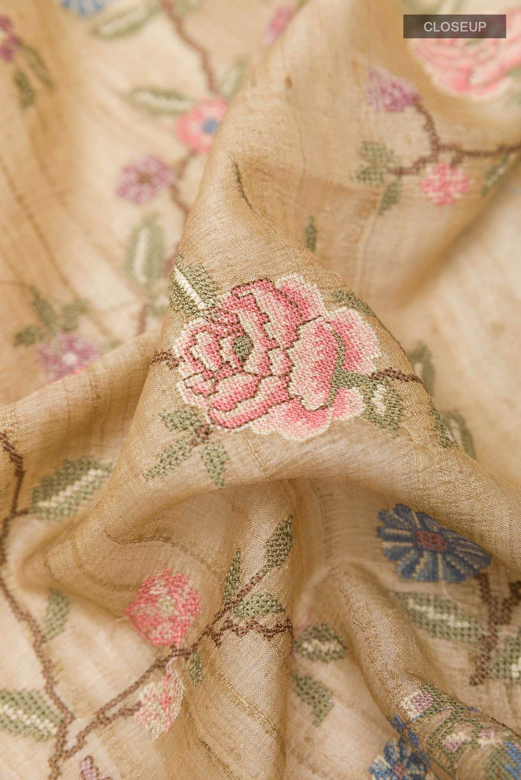 Beige Tussar Saree
