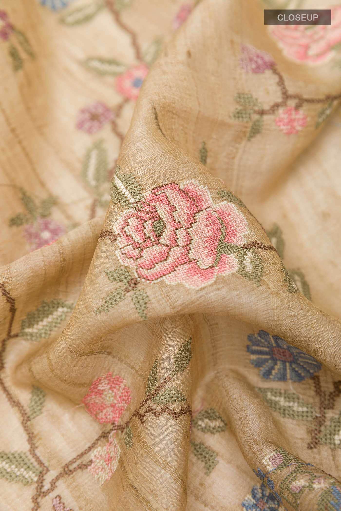 Beige Tussar Saree