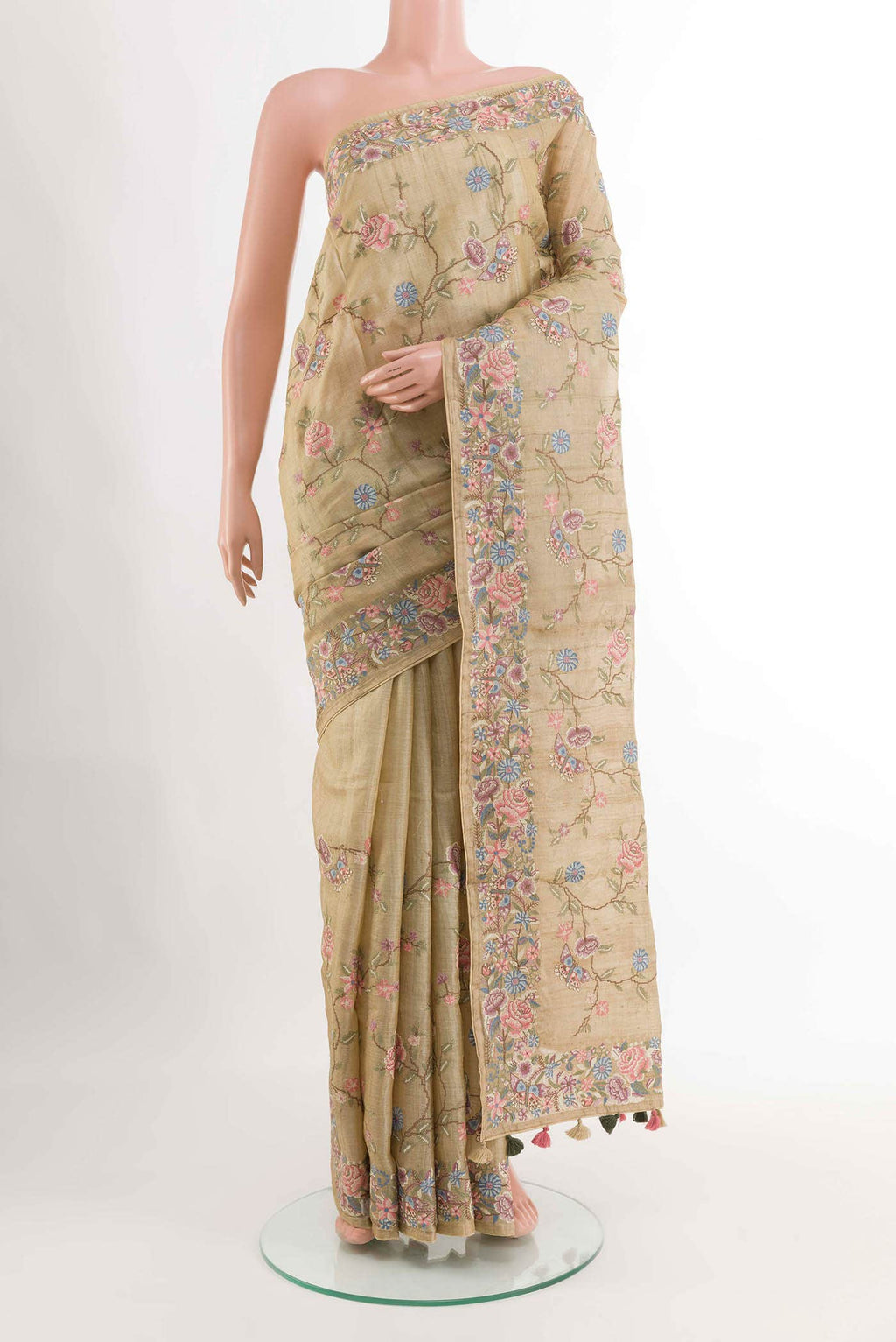 Beige Tussar Saree