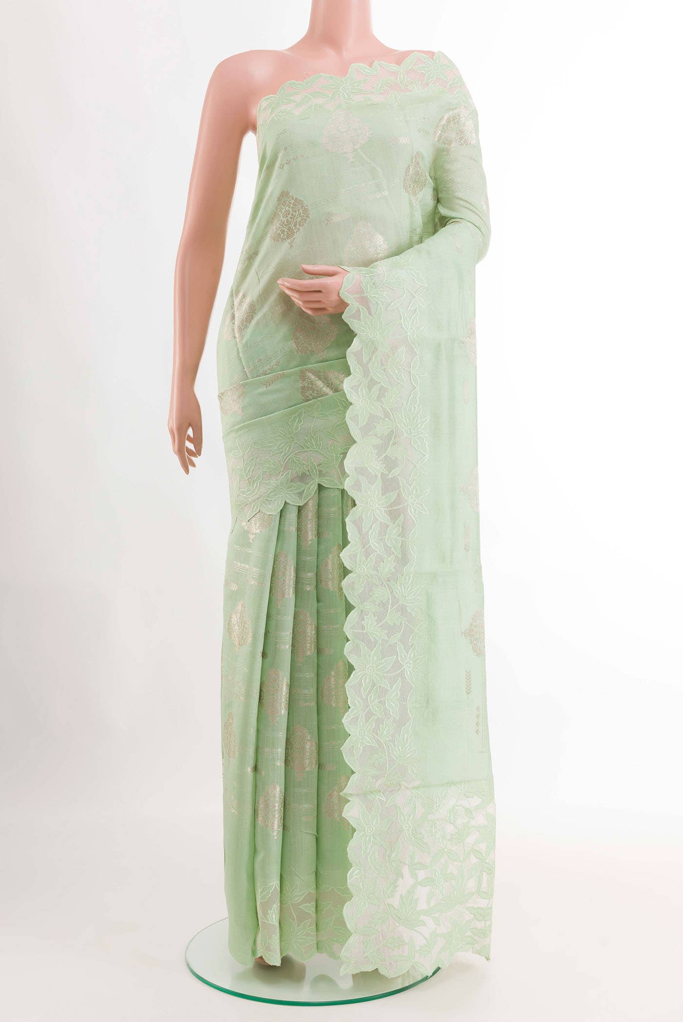 Mint Green Tussar Saree