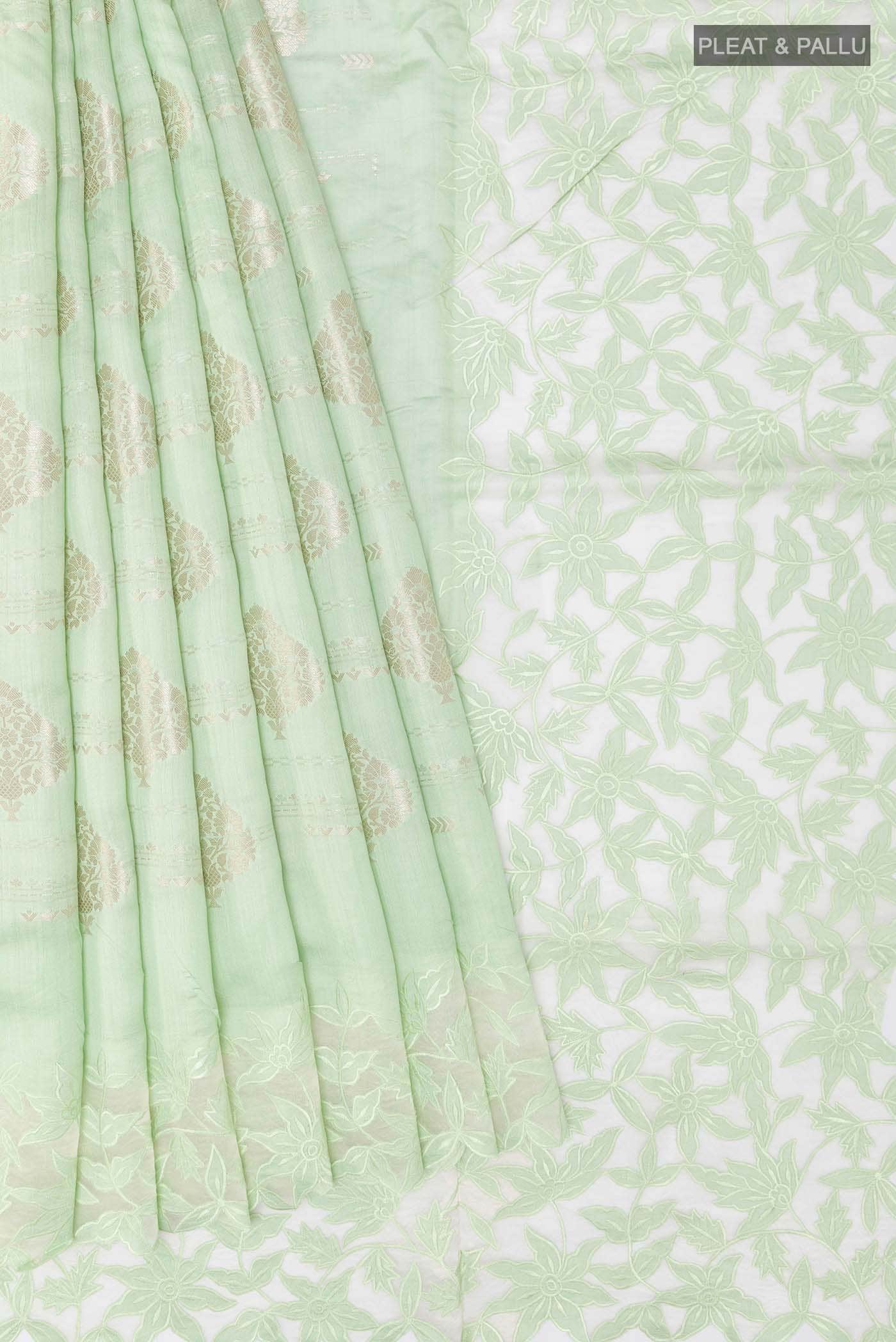 Mint Green Tussar Saree