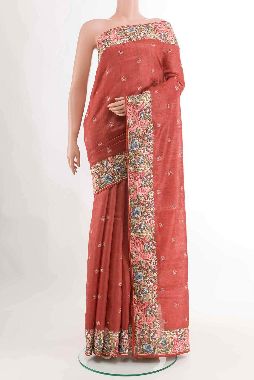 Red Tussar Saree