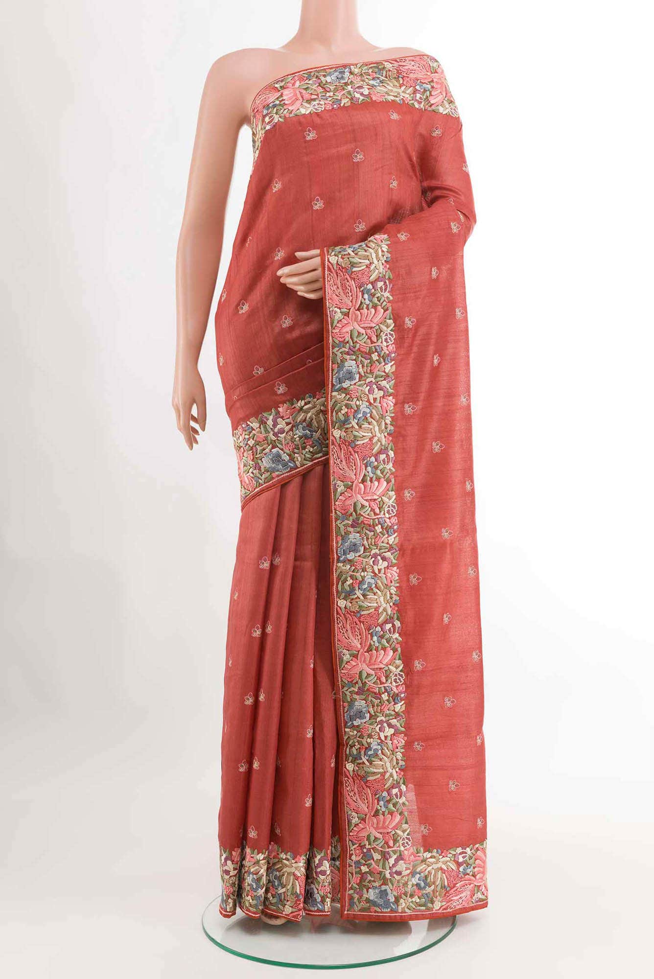 Red Tussar Saree