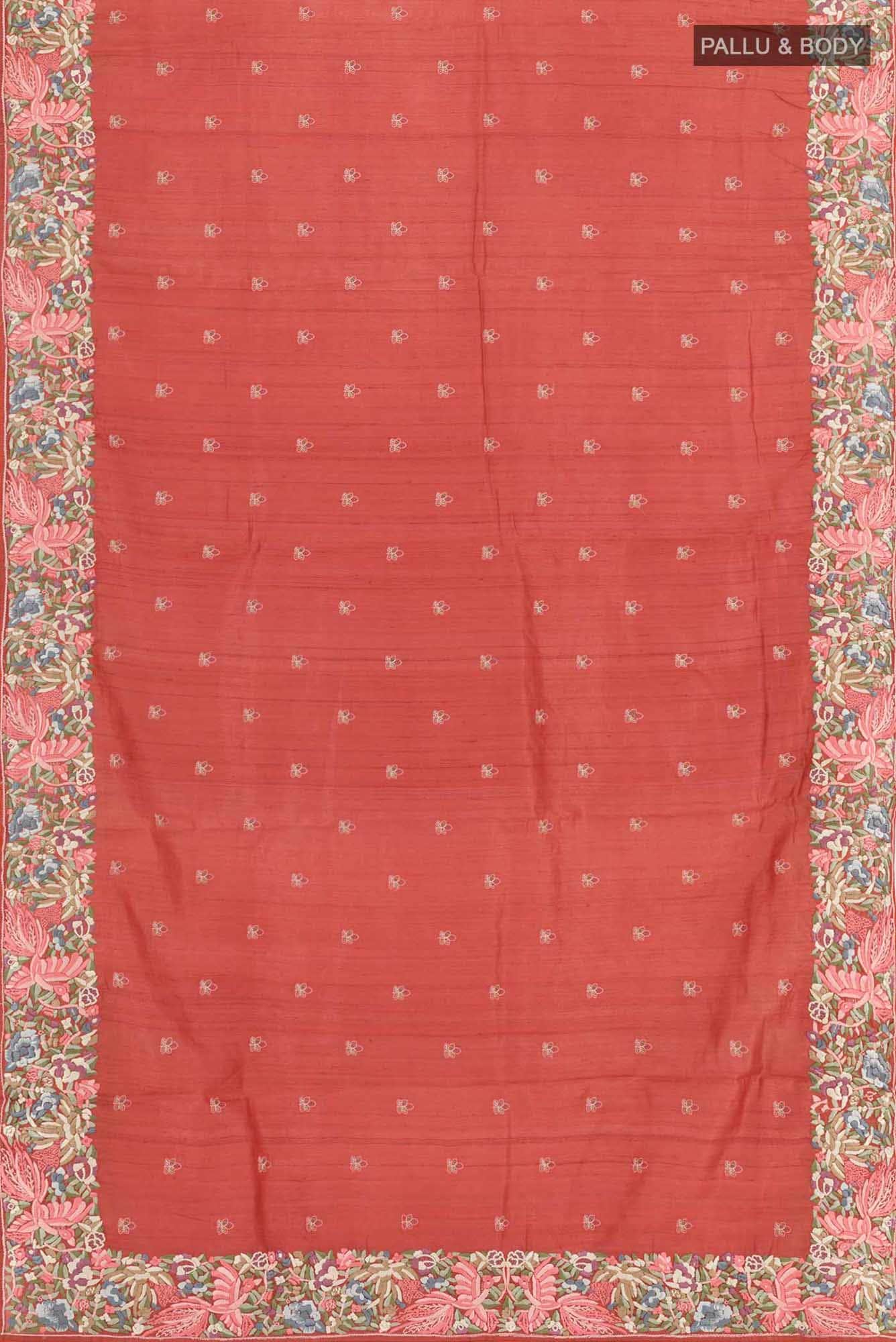 Red Tussar Saree