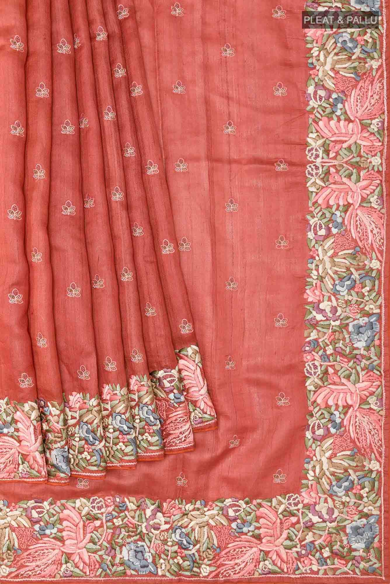 Red Tussar Saree