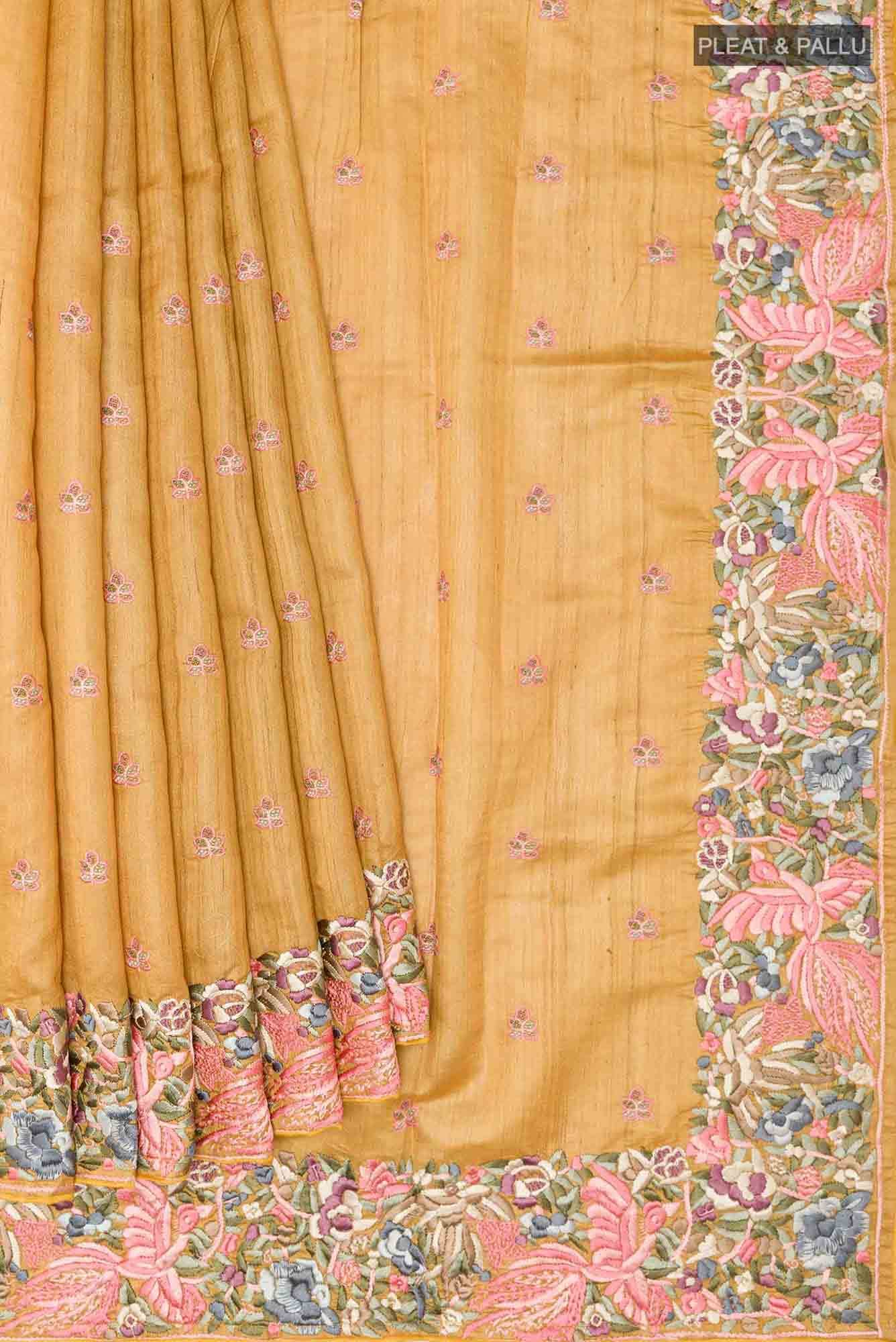 Mustard Tussar Saree