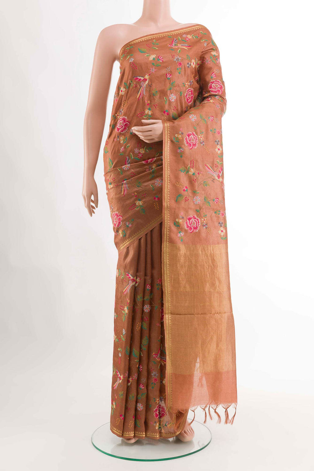 Brown Tussar Saree