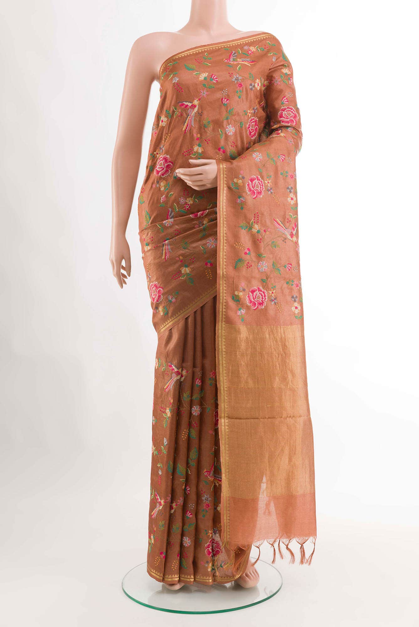 Brown Tussar Saree