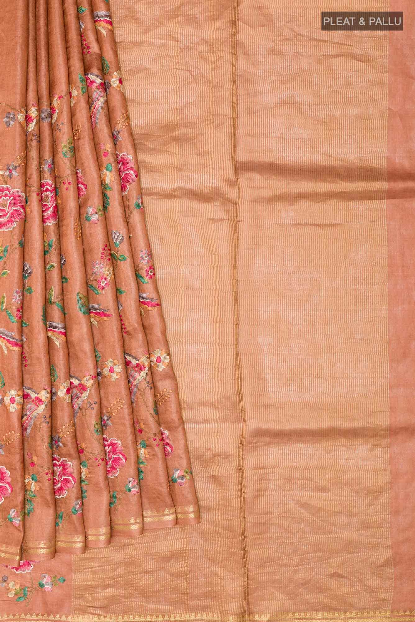 Brown Tussar Saree