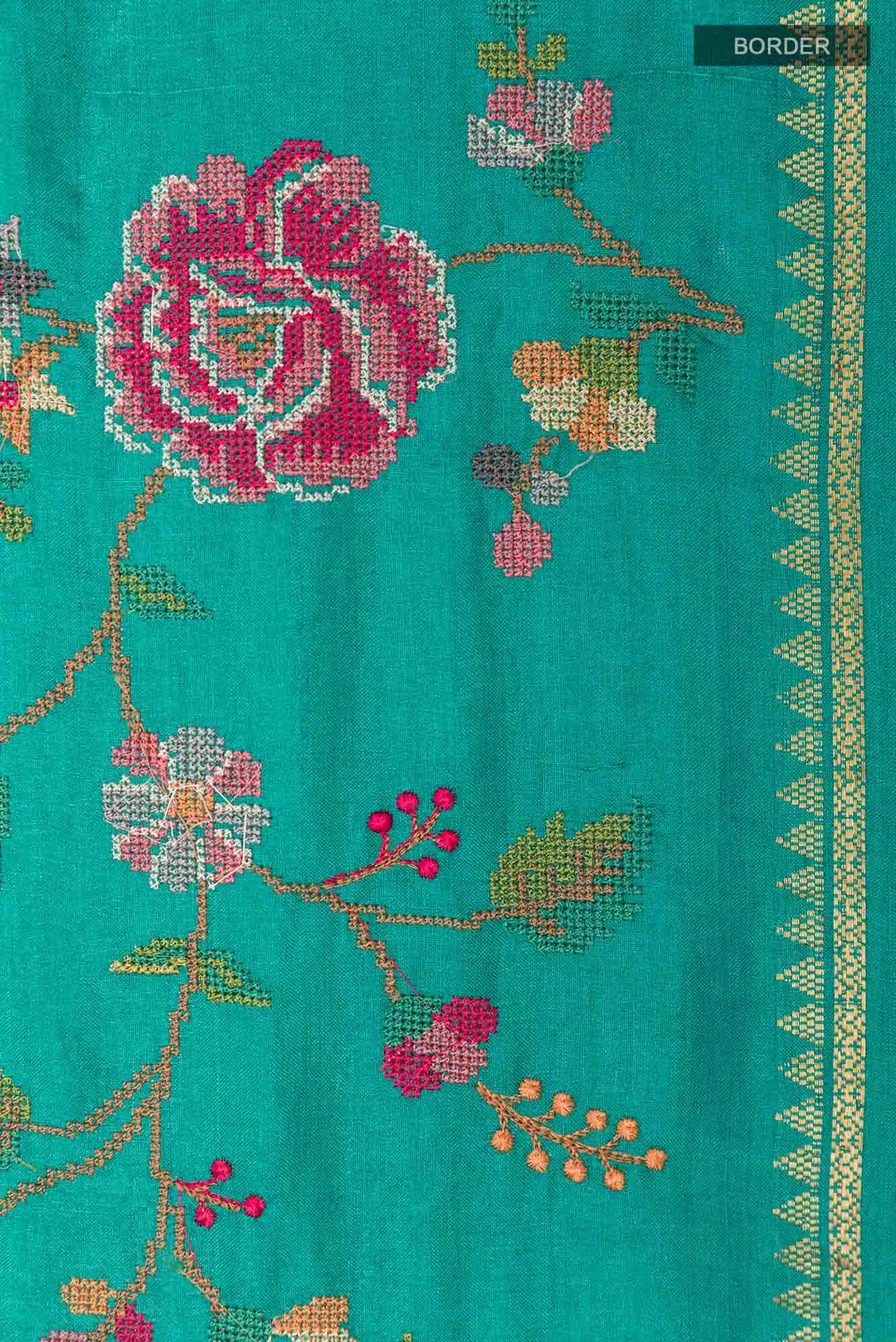 Sea Green Tussar Saree
