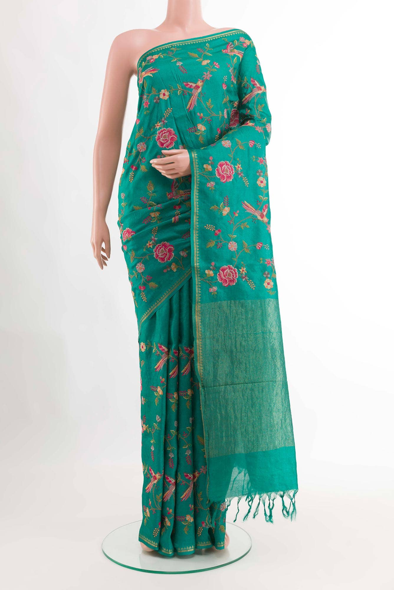 Sea Green Tussar Saree