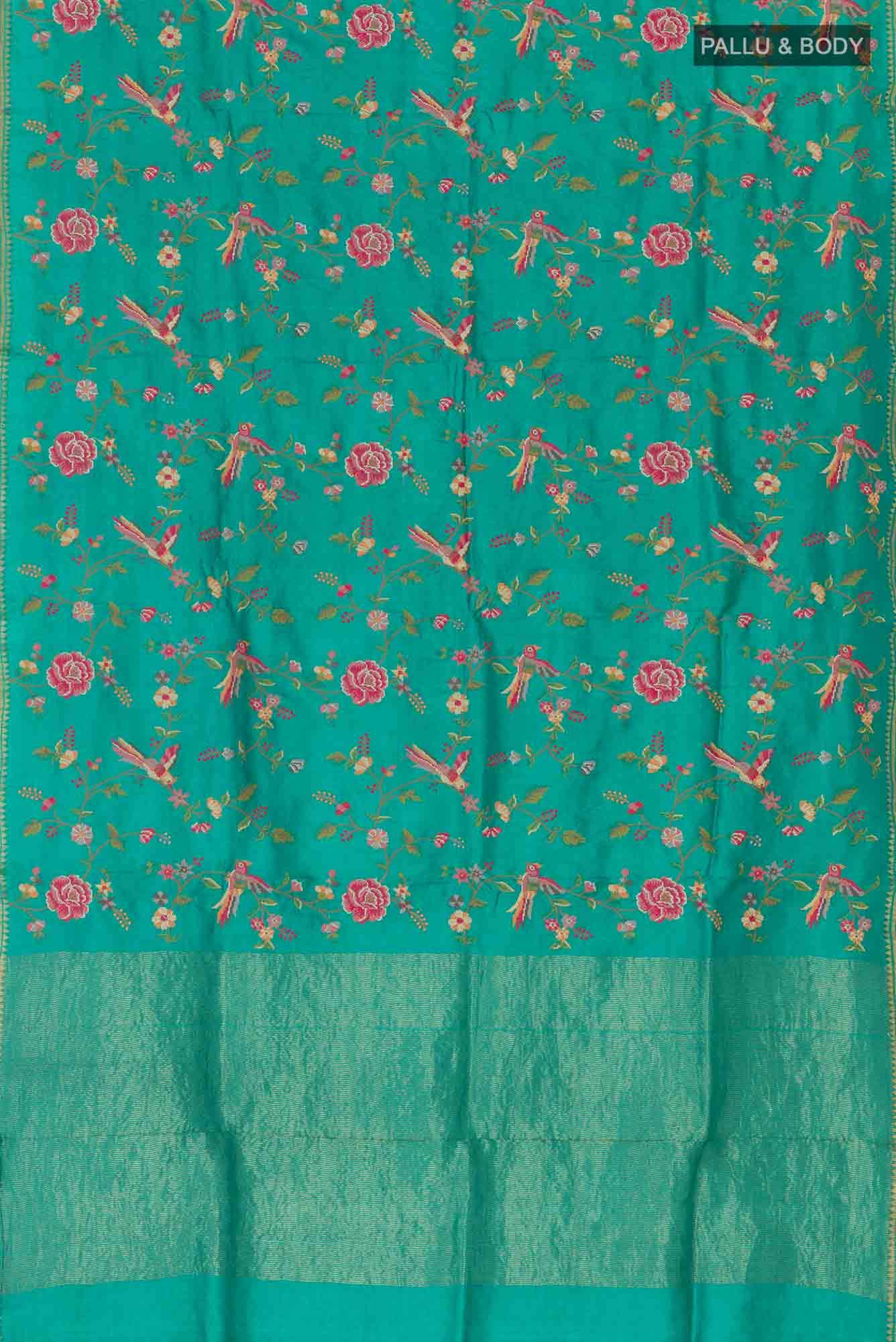Sea Green Tussar Saree