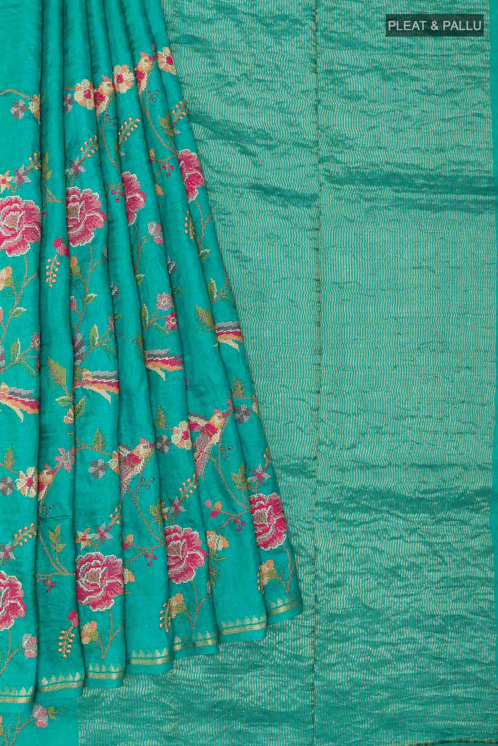 Sea Green Tussar Saree