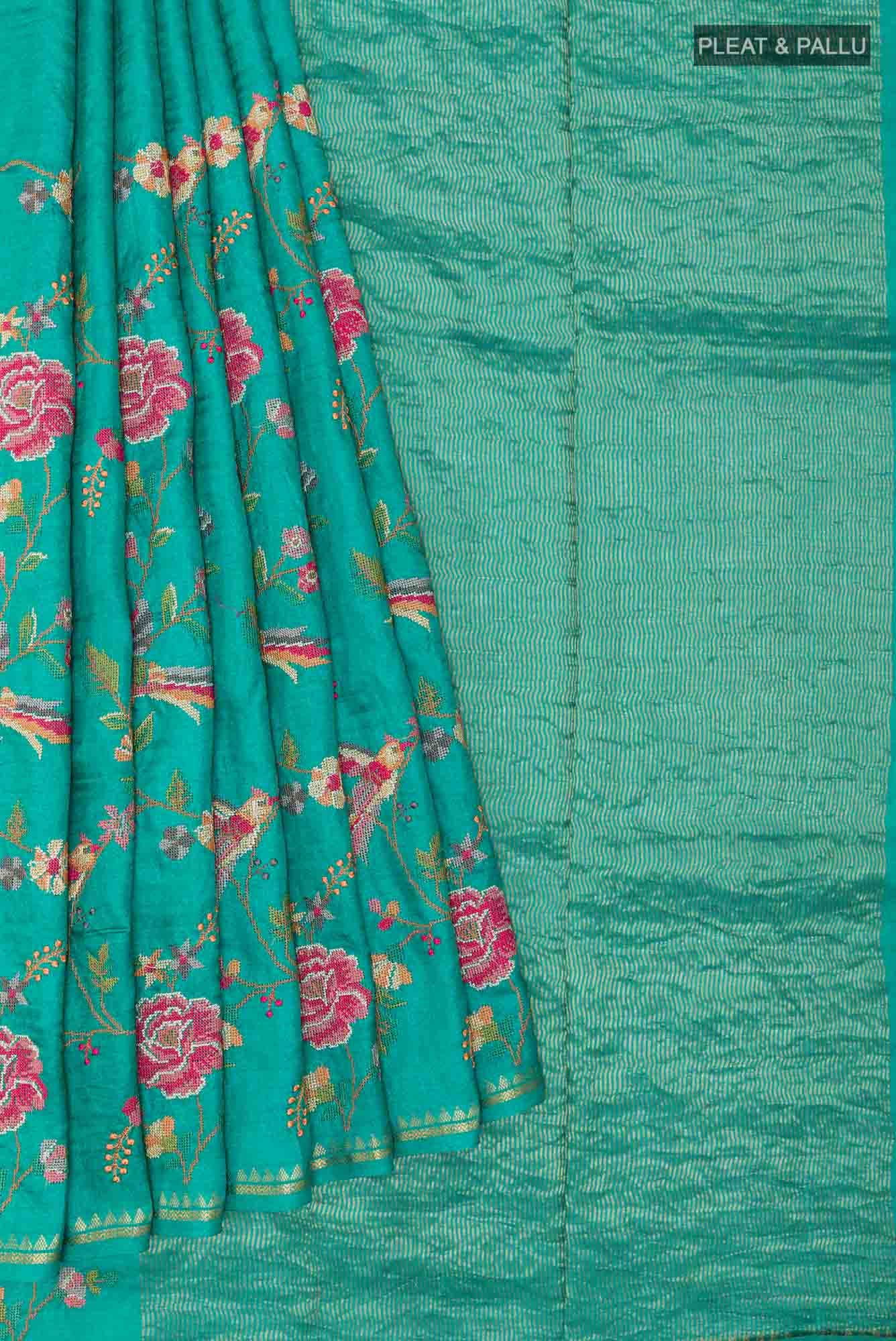 Sea Green Tussar Saree