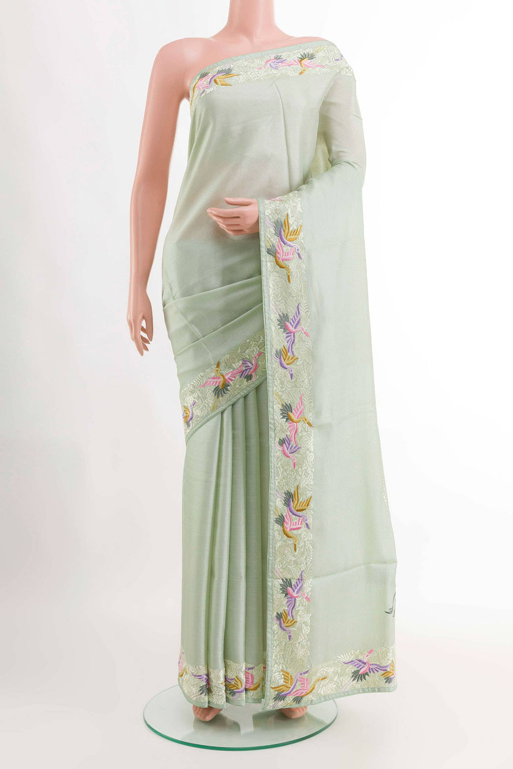 Mint Green Tussar Saree