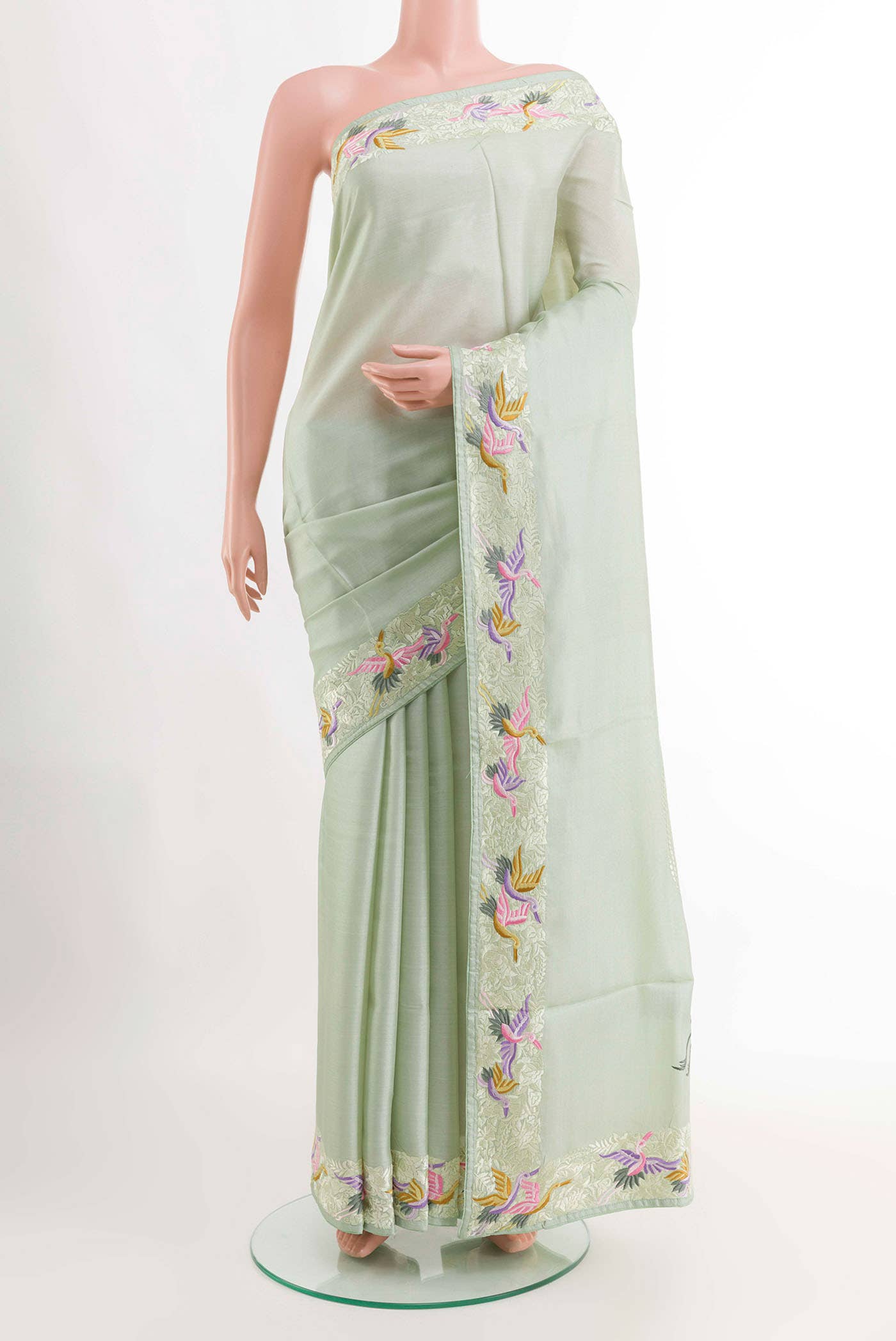 Mint Green Tussar Saree