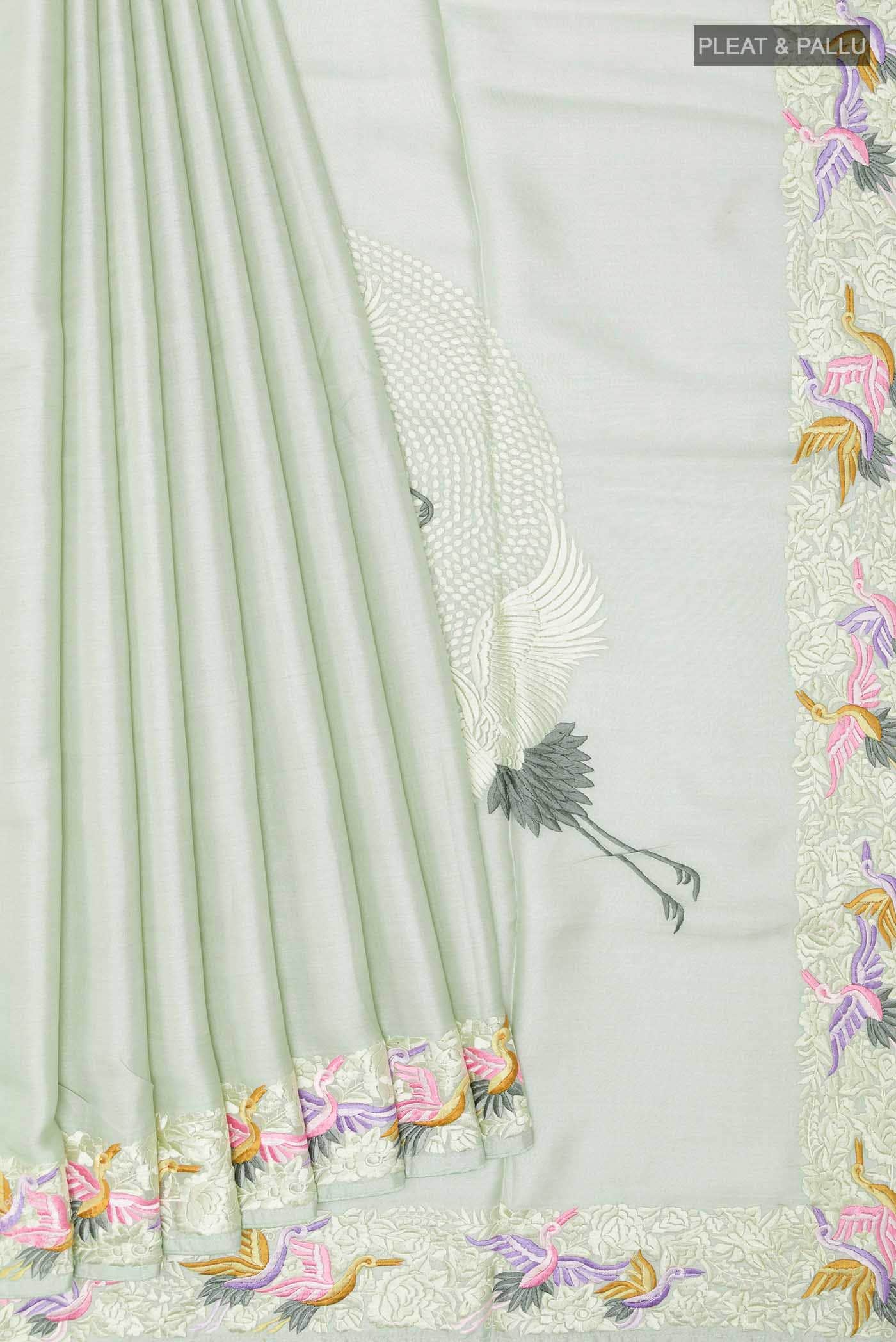 Mint Green Tussar Saree