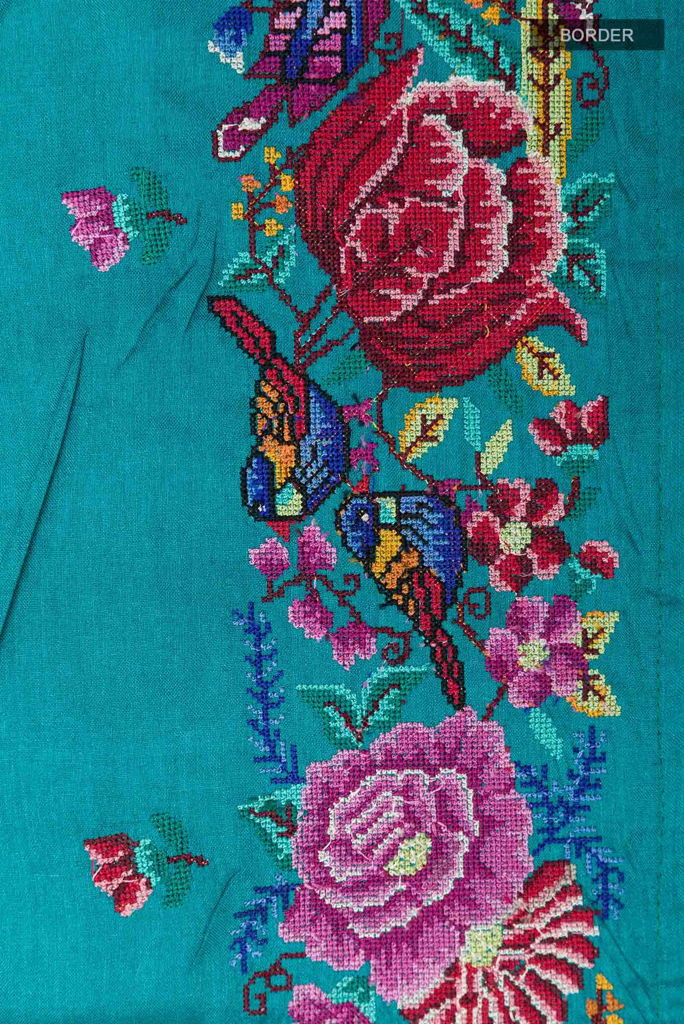 Peacock Blue Tussar Saree