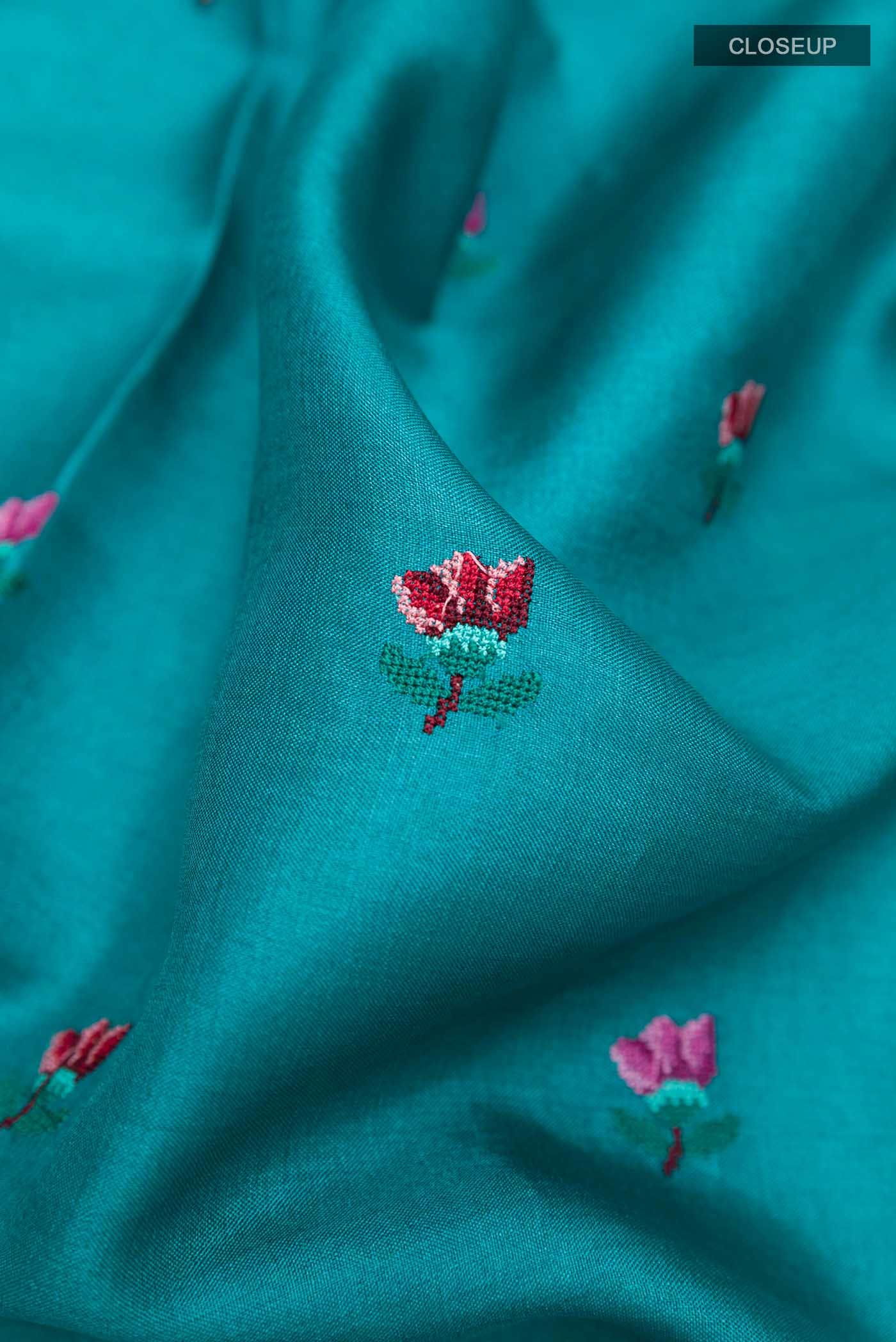 Peacock Blue Tussar Saree