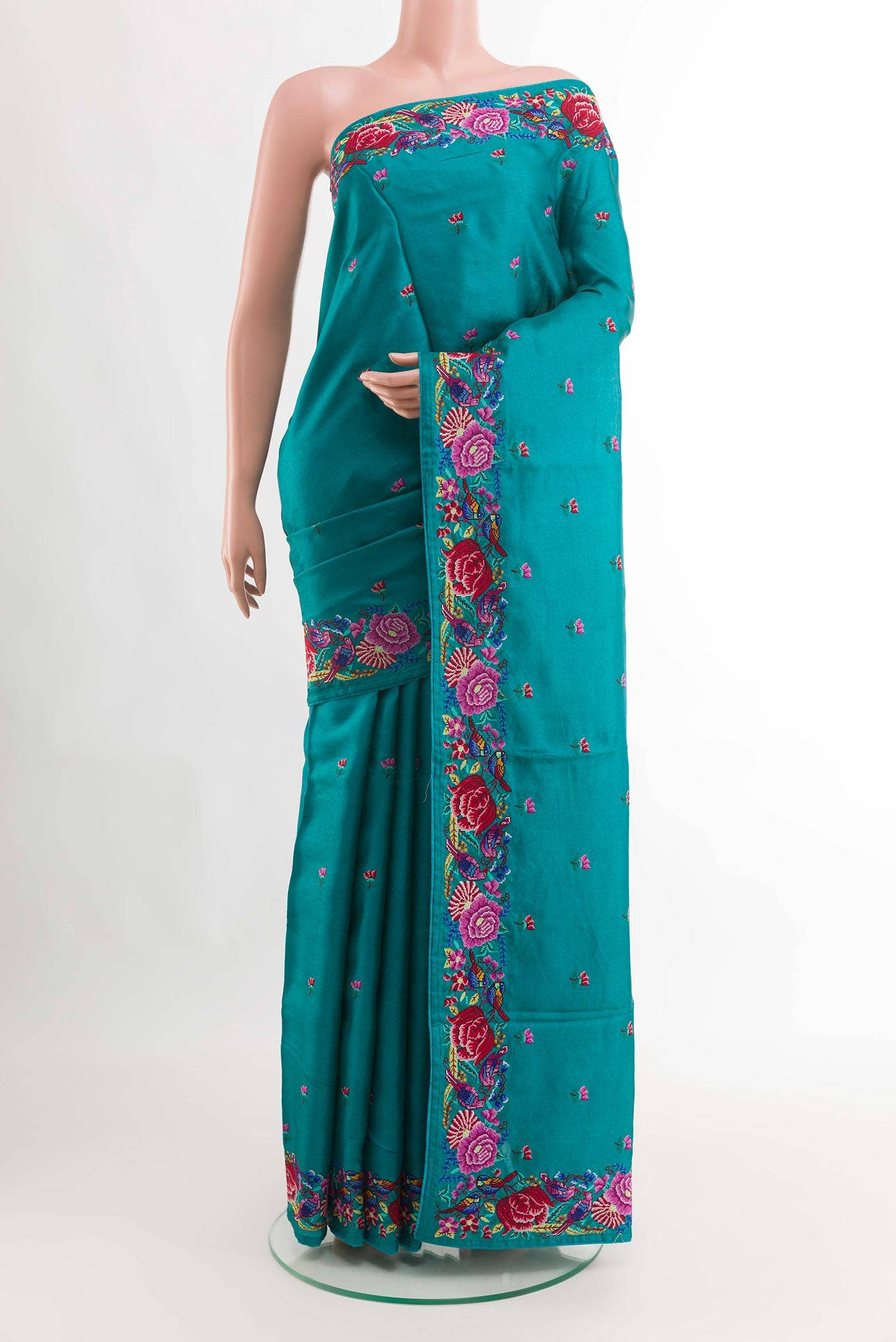 Peacock Blue Tussar Saree