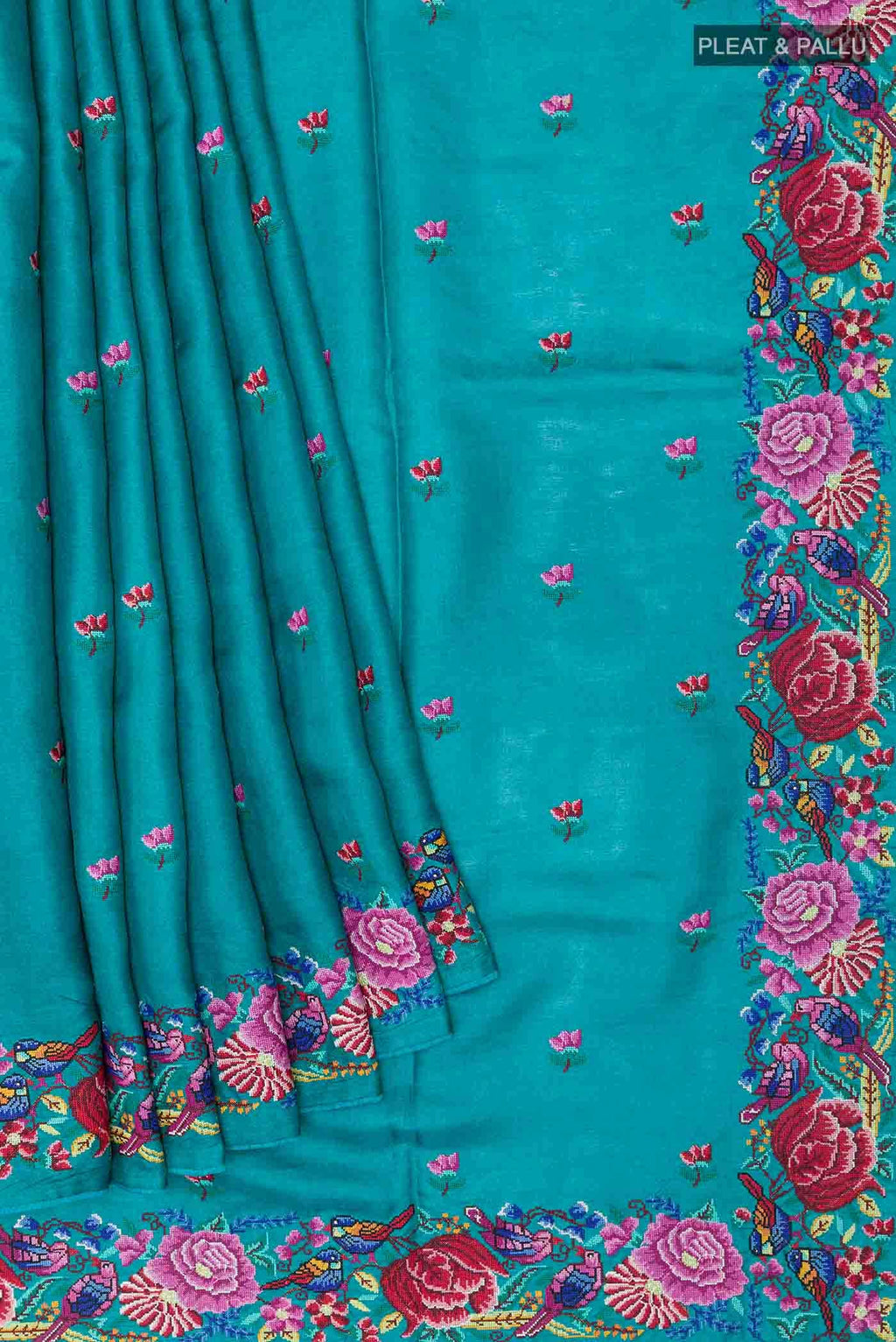 Peacock Blue Tussar Saree