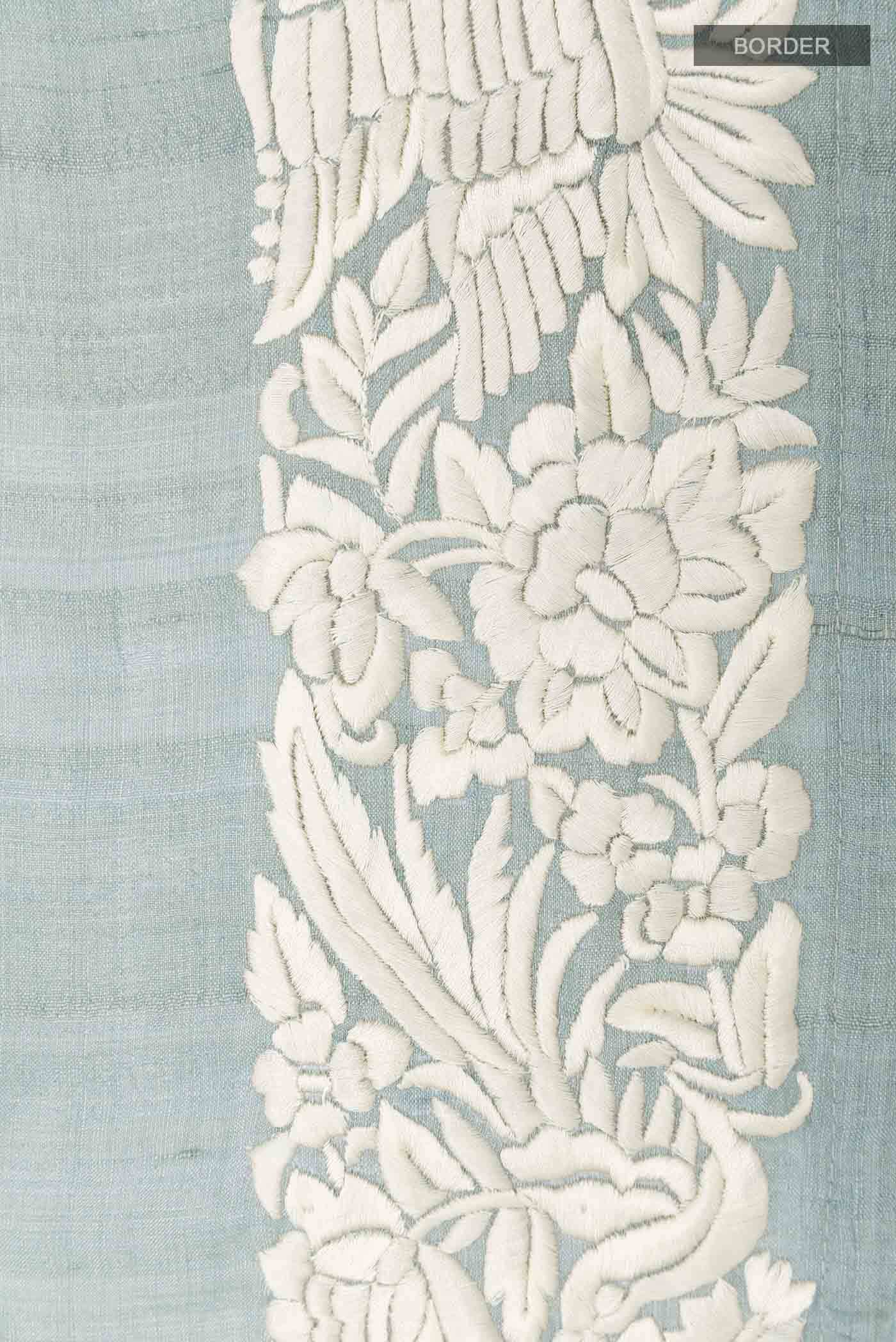 Blue Grey Tussar Saree