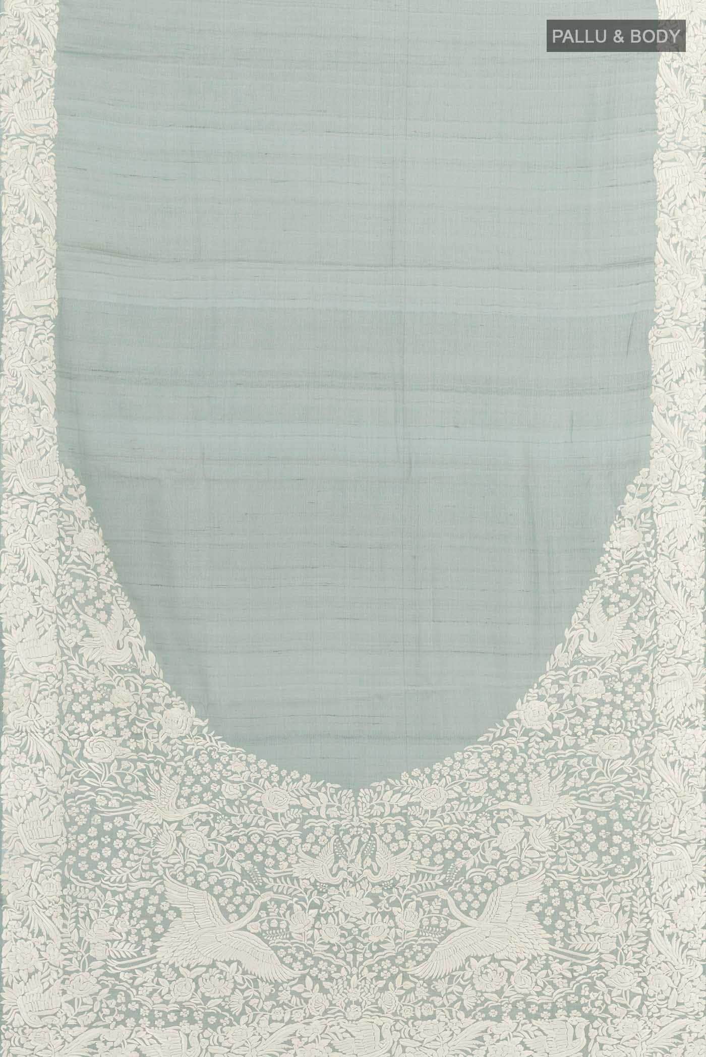 Blue Grey Tussar Saree