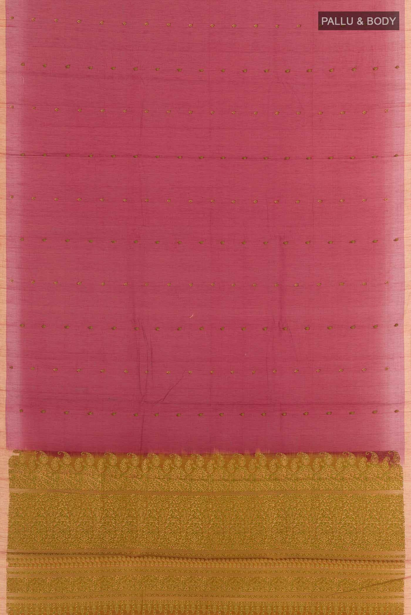 Maroon Blended Kora Cotton Saree