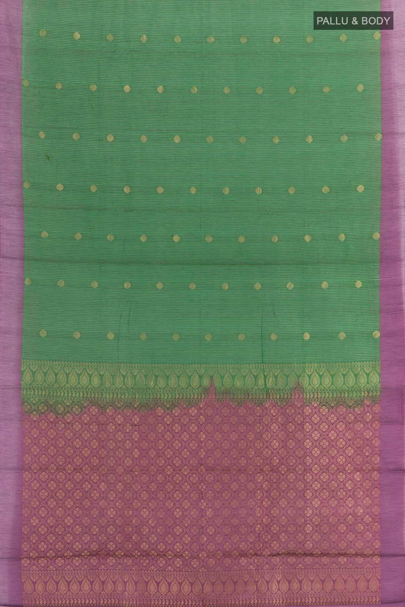 Green Blended Kora Cotton Saree